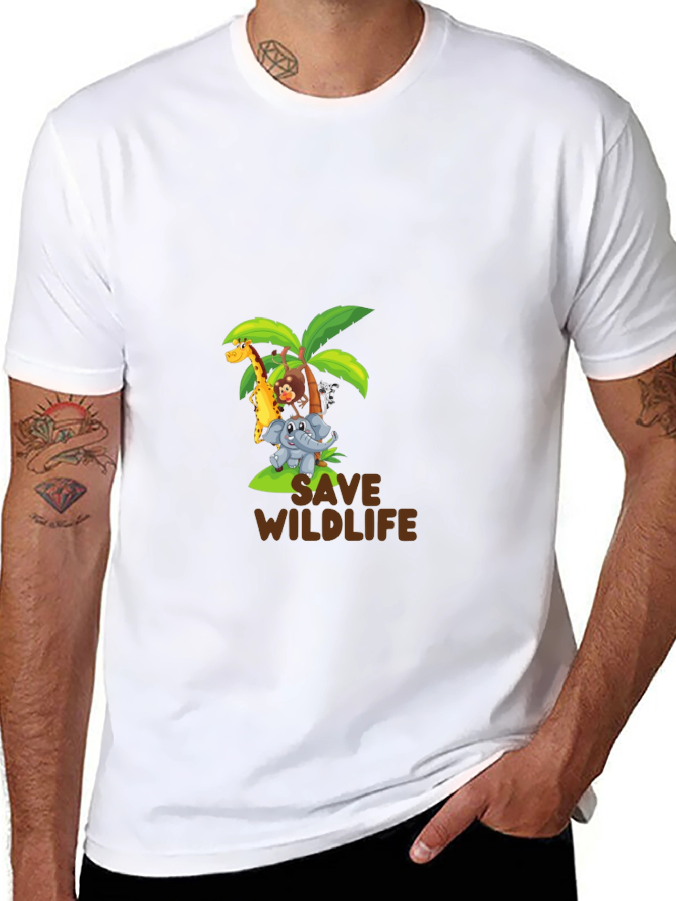 Black Save Wildlife Graphic Tee - Black Cotton Blend view 8