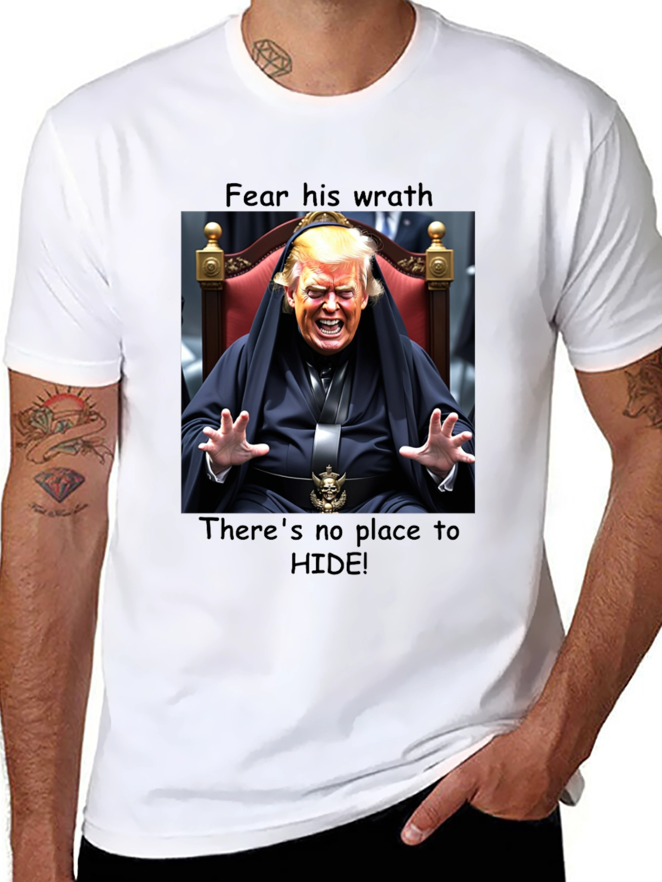 Black Fear His Wrath Trump T-Shirt view 8