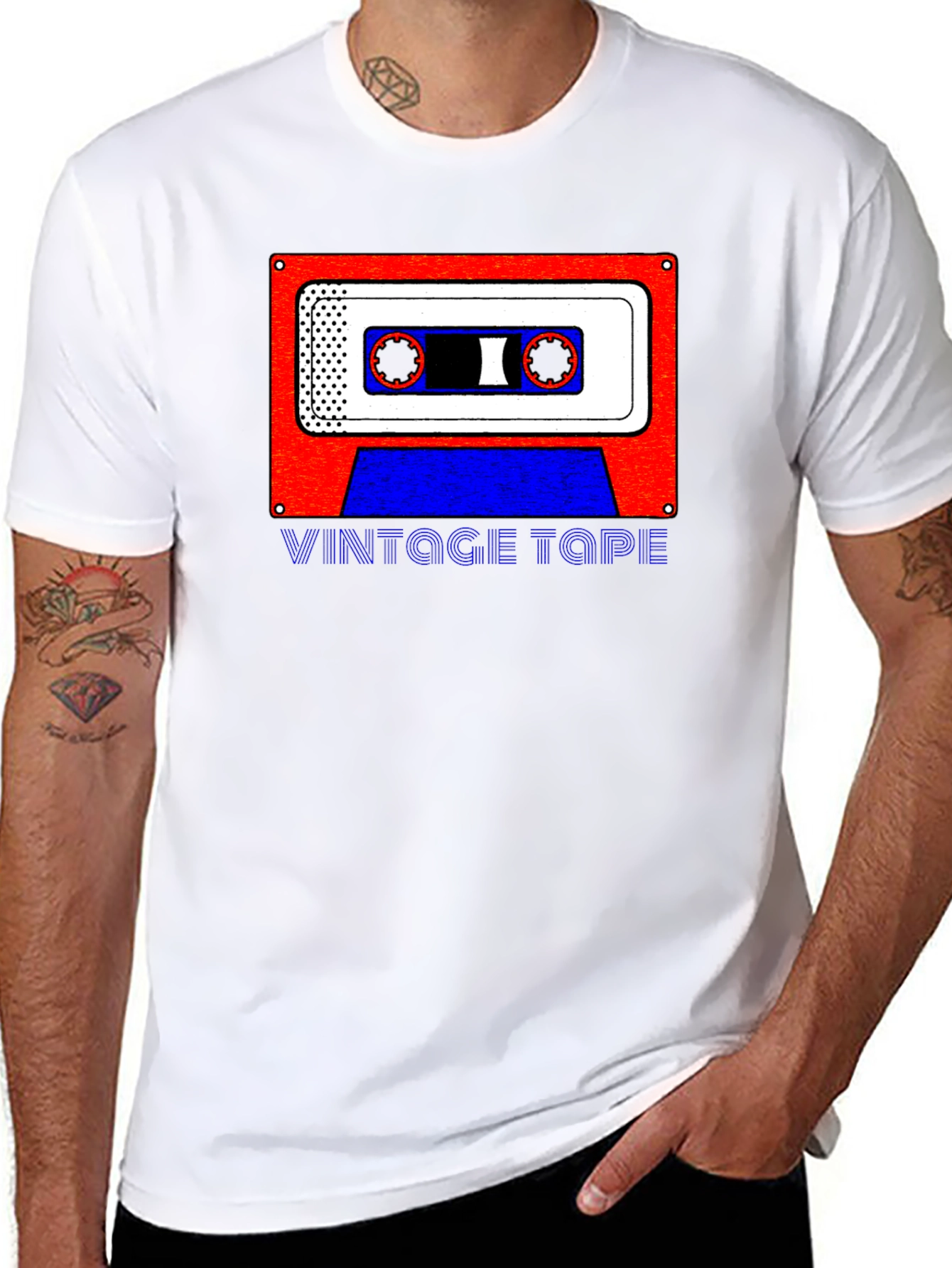 Black Vintage Tape Graphic Tee - Retro Style view 8