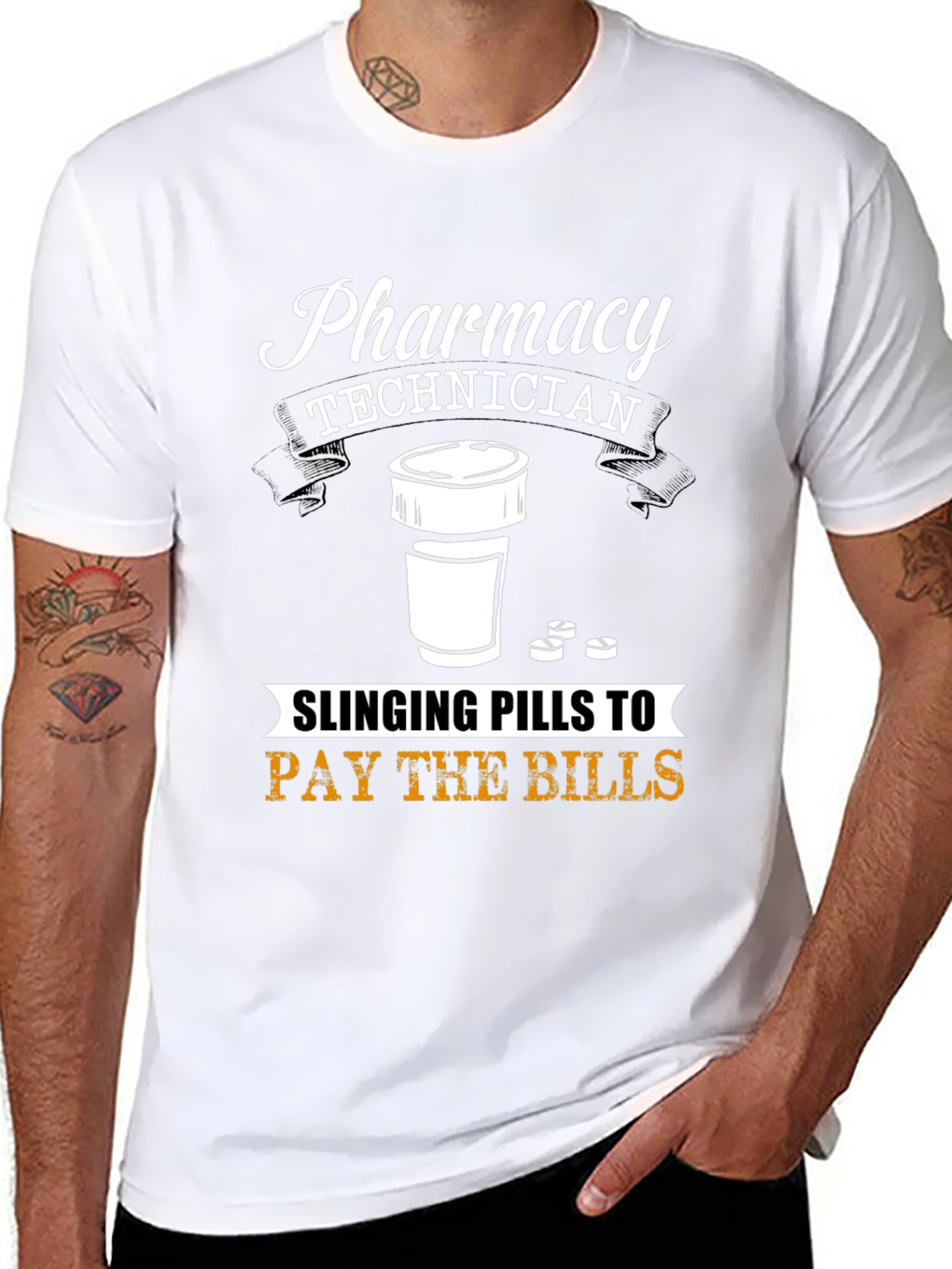Black Pharmacy Technician T-Shirt - Slinging Pills to Pay Bills view 8