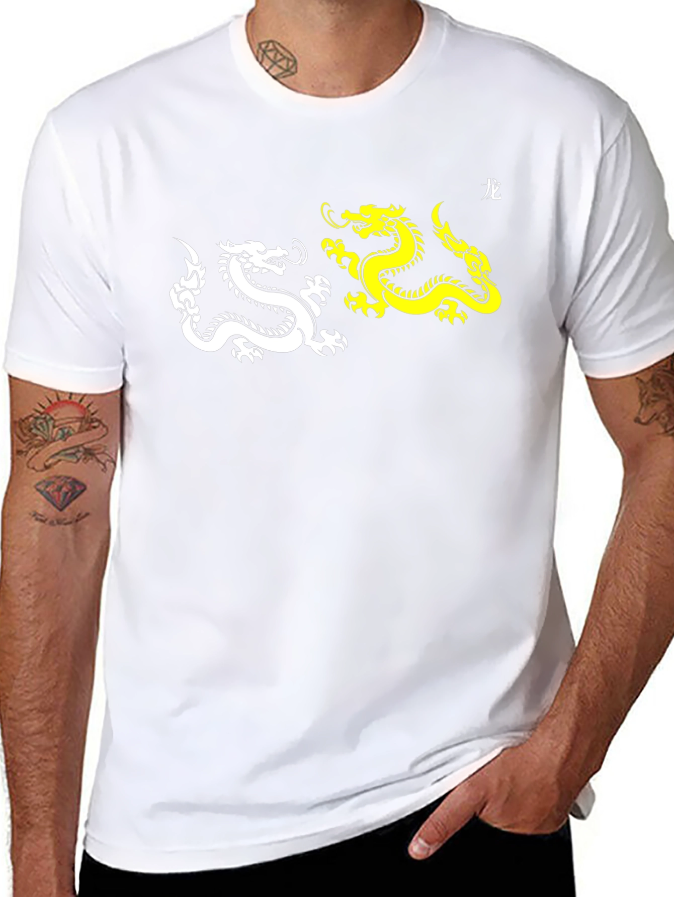 Black Yin Yang Dragon Graphic Tee - Black view 8
