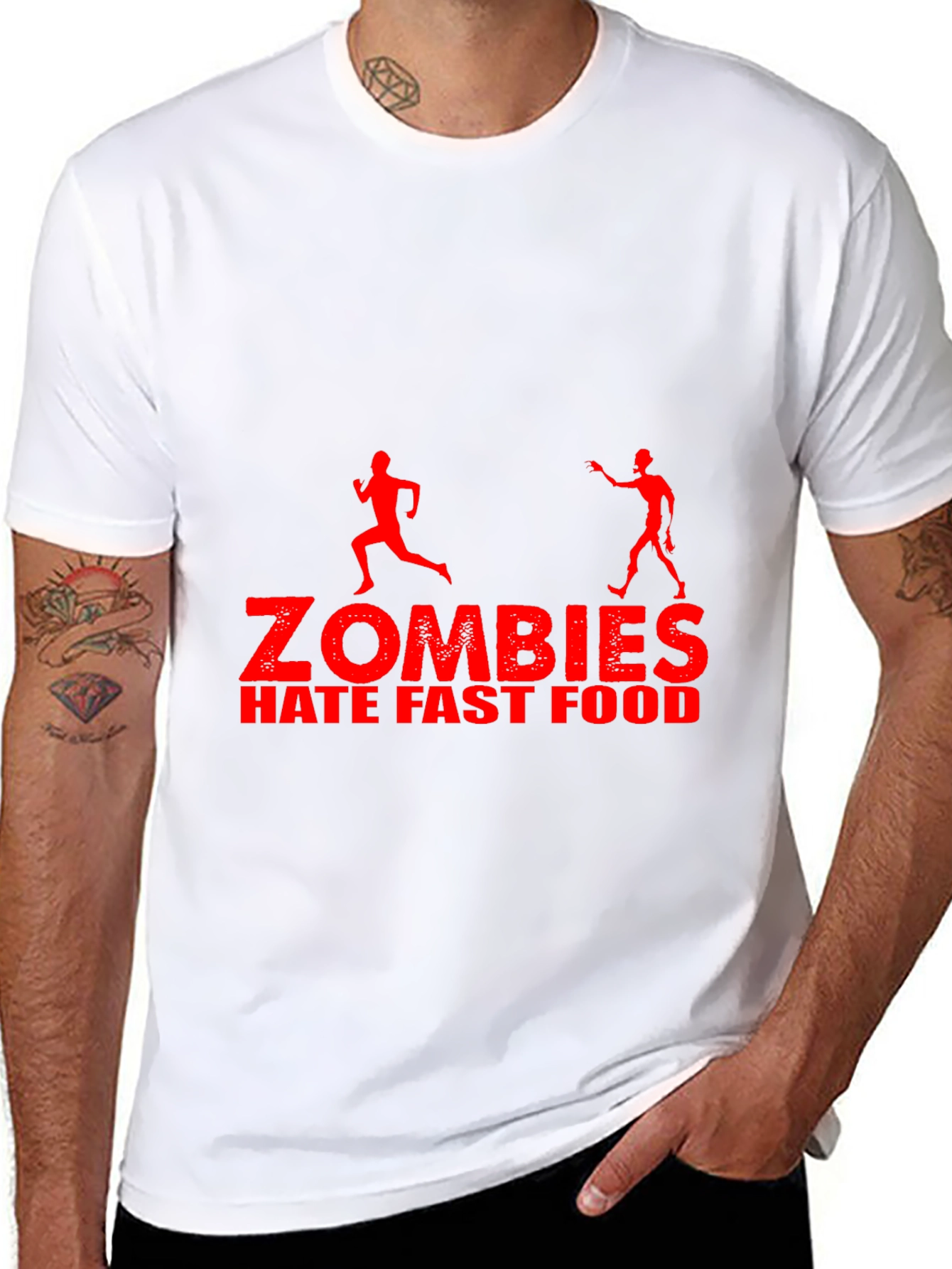 Black Zombies Hate Fast Food Graphic T-Shirt view 8
