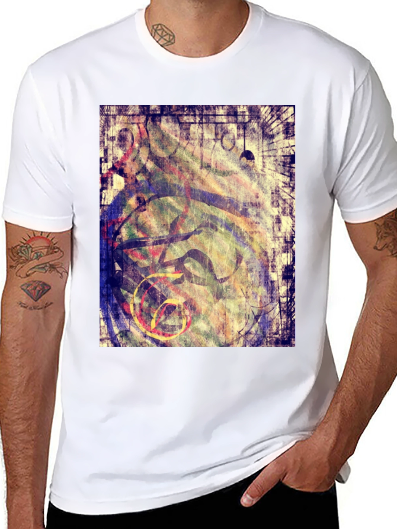 Black Abstract Graphic Print Black T-Shirt view 8