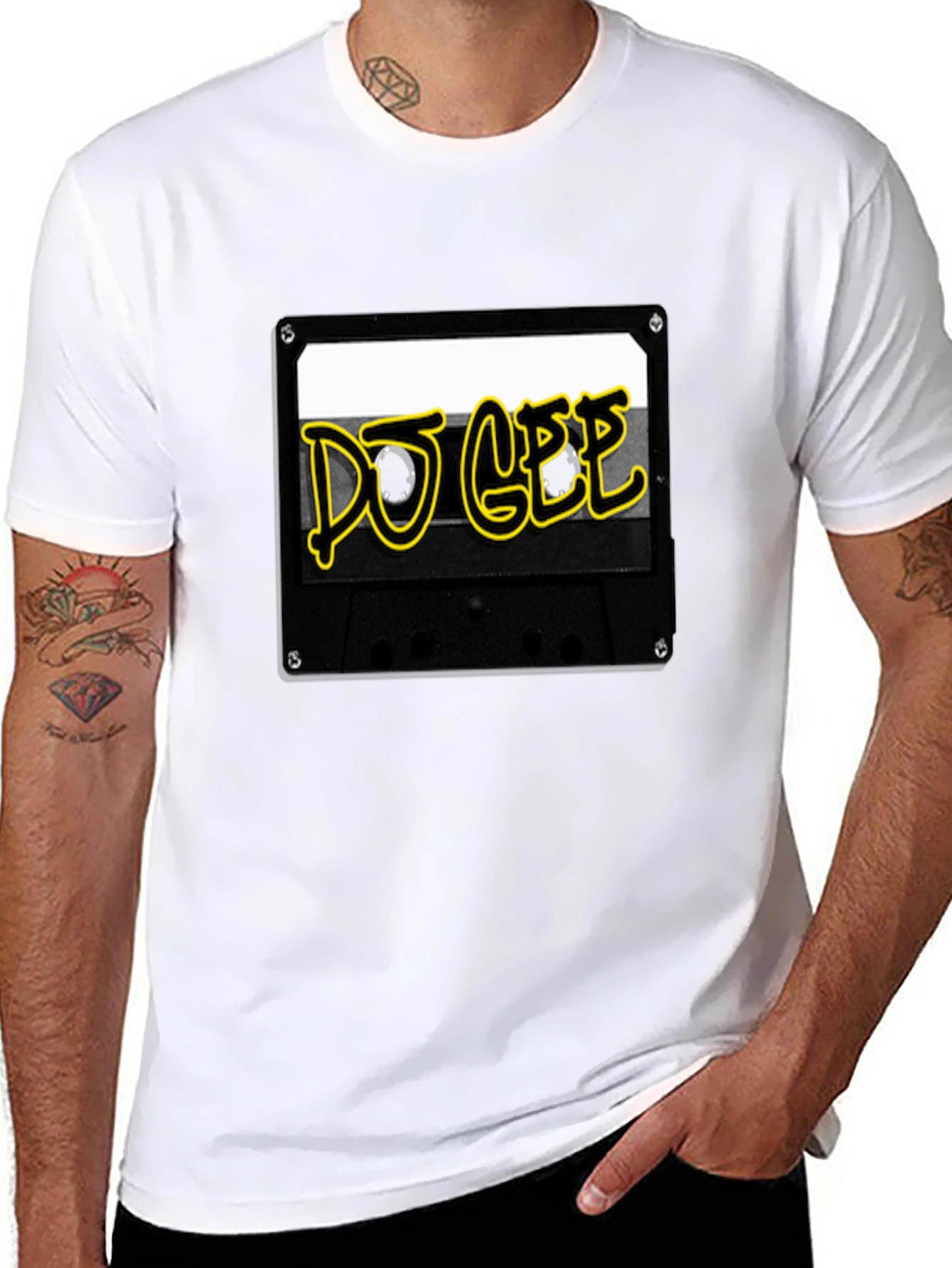Black DJ GEE Cassette Tape Black T-Shirt view 8