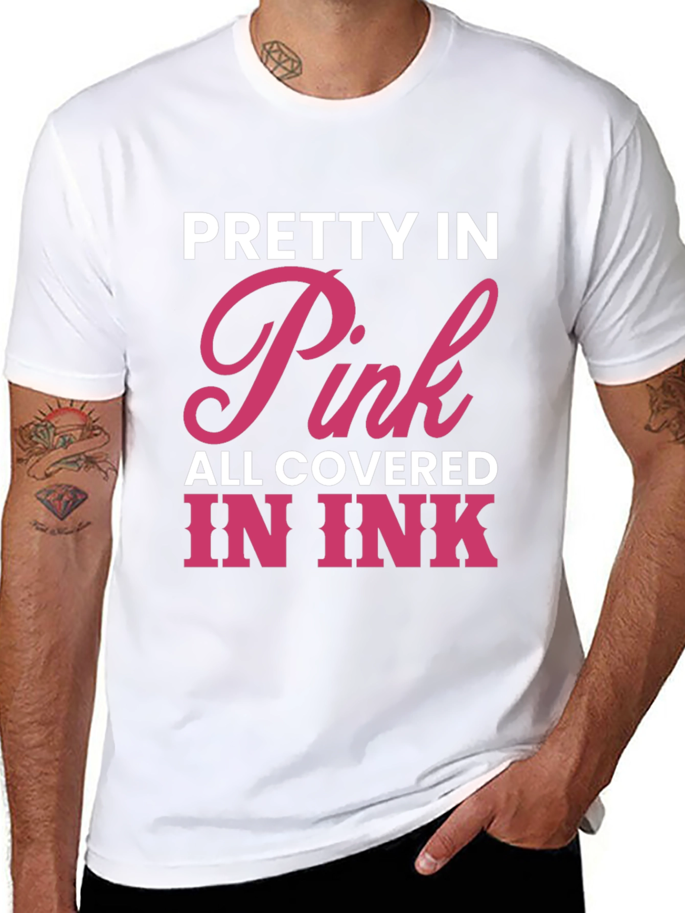 Black Pretty In Pink Tattoo Lover Tee view 8