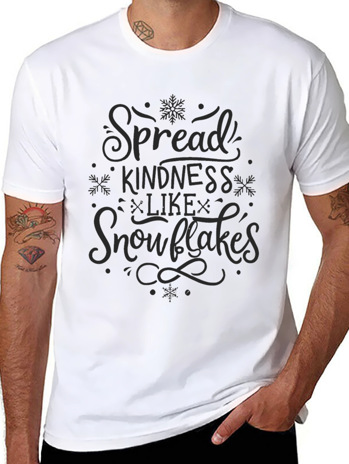 Black Spread Kindness Like Snowflakes Graphic Tee view 8