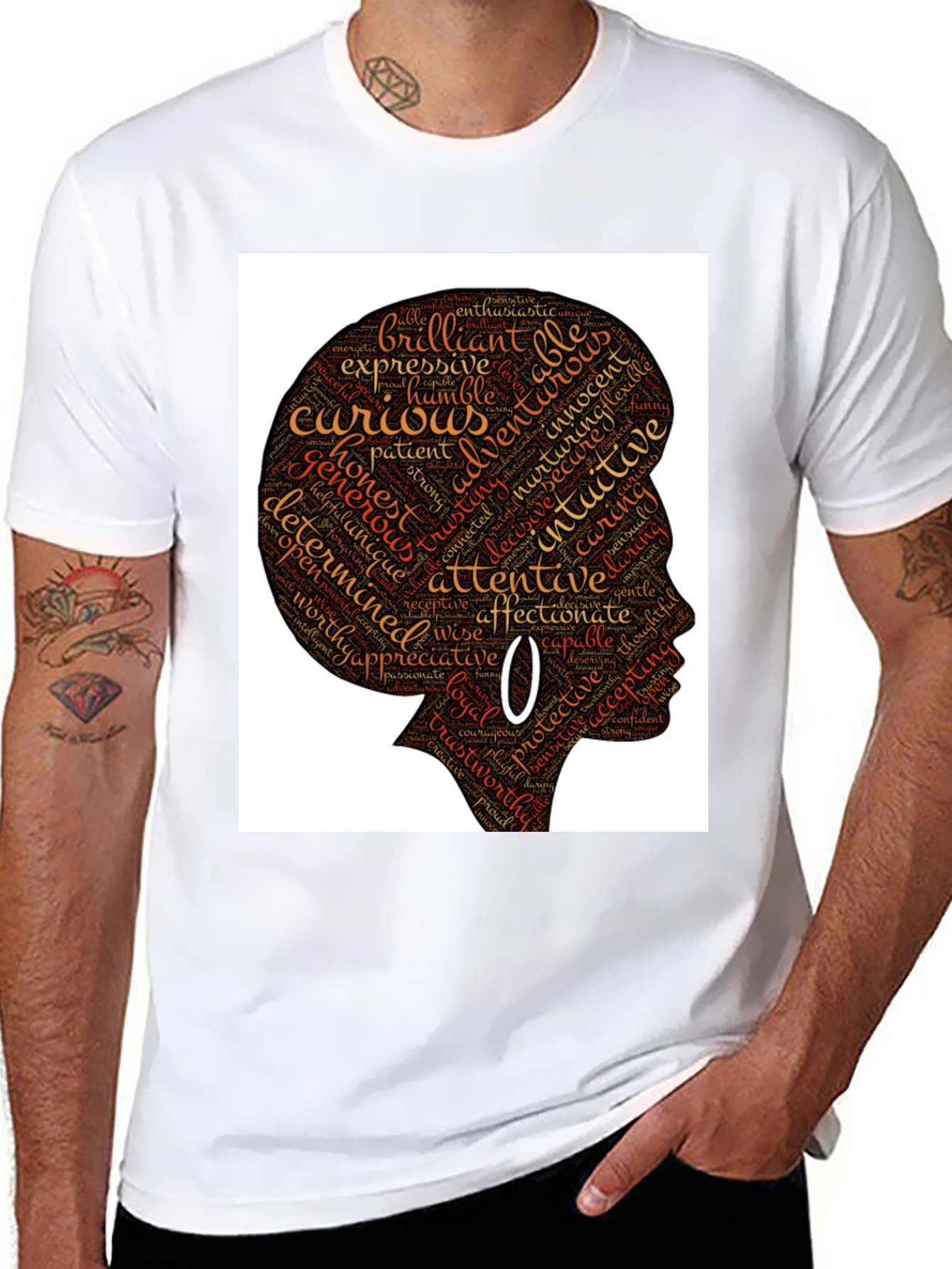 Black Empowered Woman Word Art T-Shirt view 8