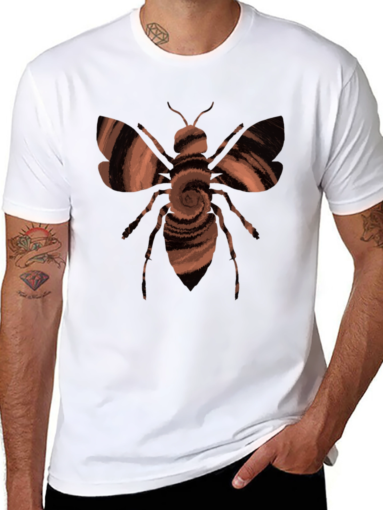 Black Swirl Bee Graphic T-Shirt view 8