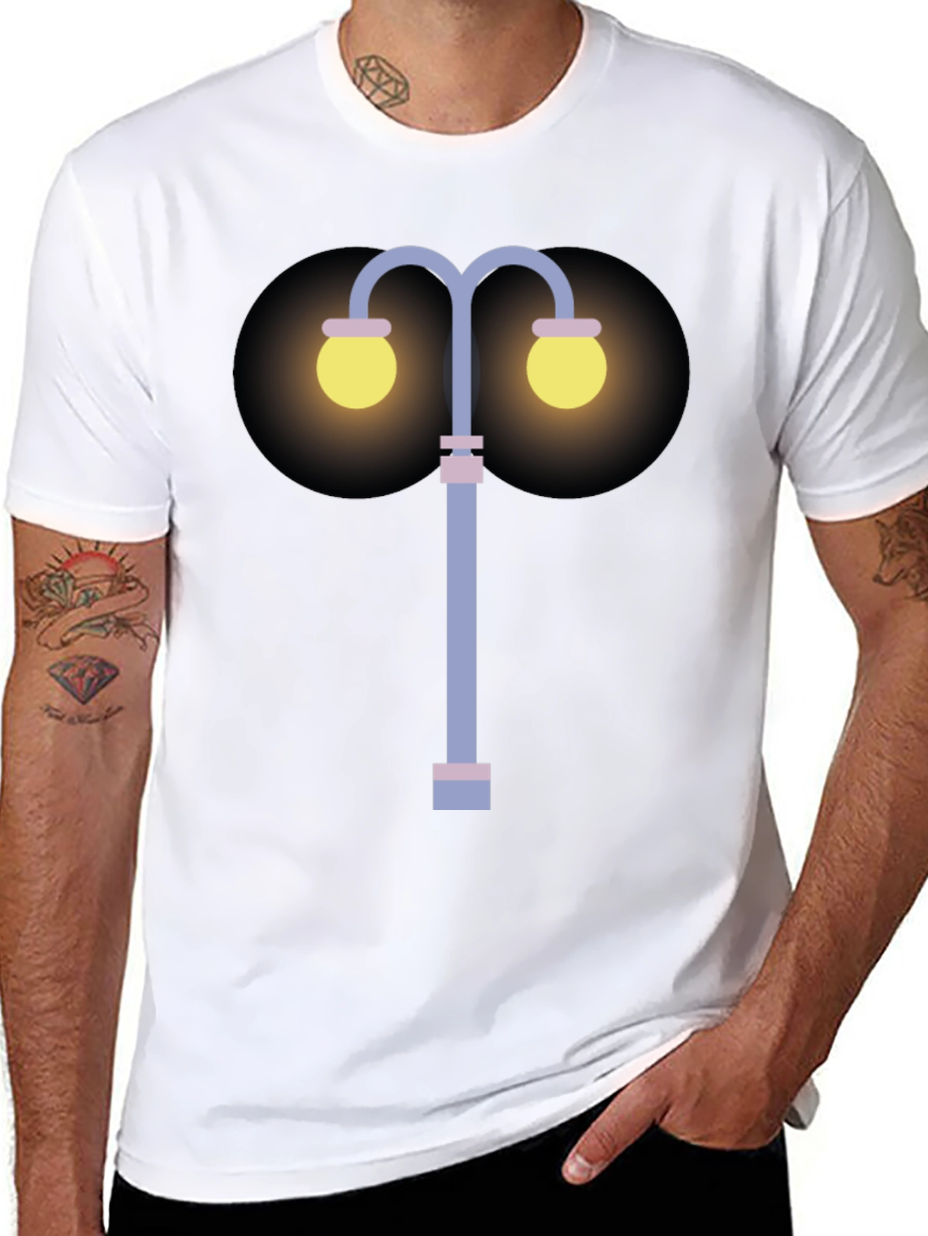 Black Novelty Street Lamp Graphic Tee view 8
