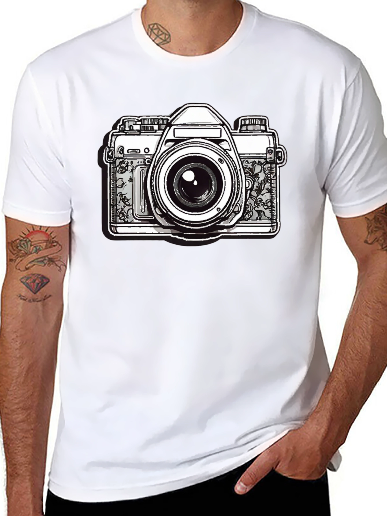 Black Vintage Camera Graphic T-Shirt - Black view 8