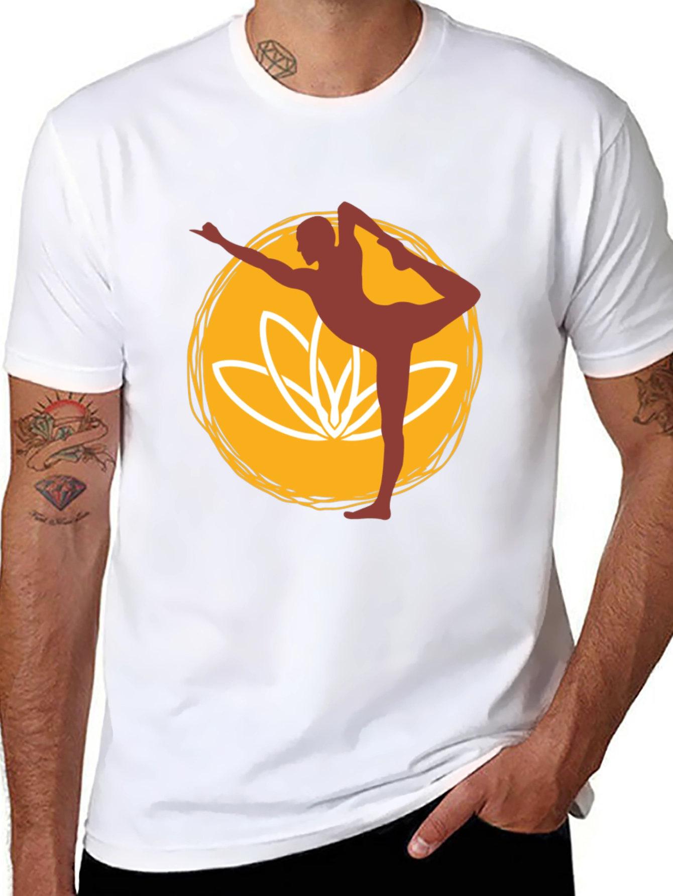 Black Yoga Pose Graphic Tee - Black Cotton Blend T-Shirt view 8