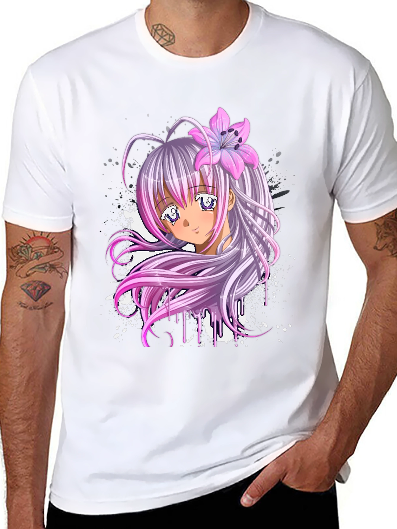 Black Anime Girl Graphic Black T-Shirt view 8