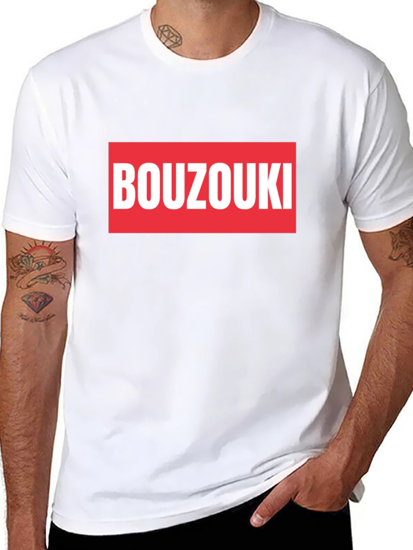 Black Bouzouki T-Shirt - Black Cotton Tee view 8