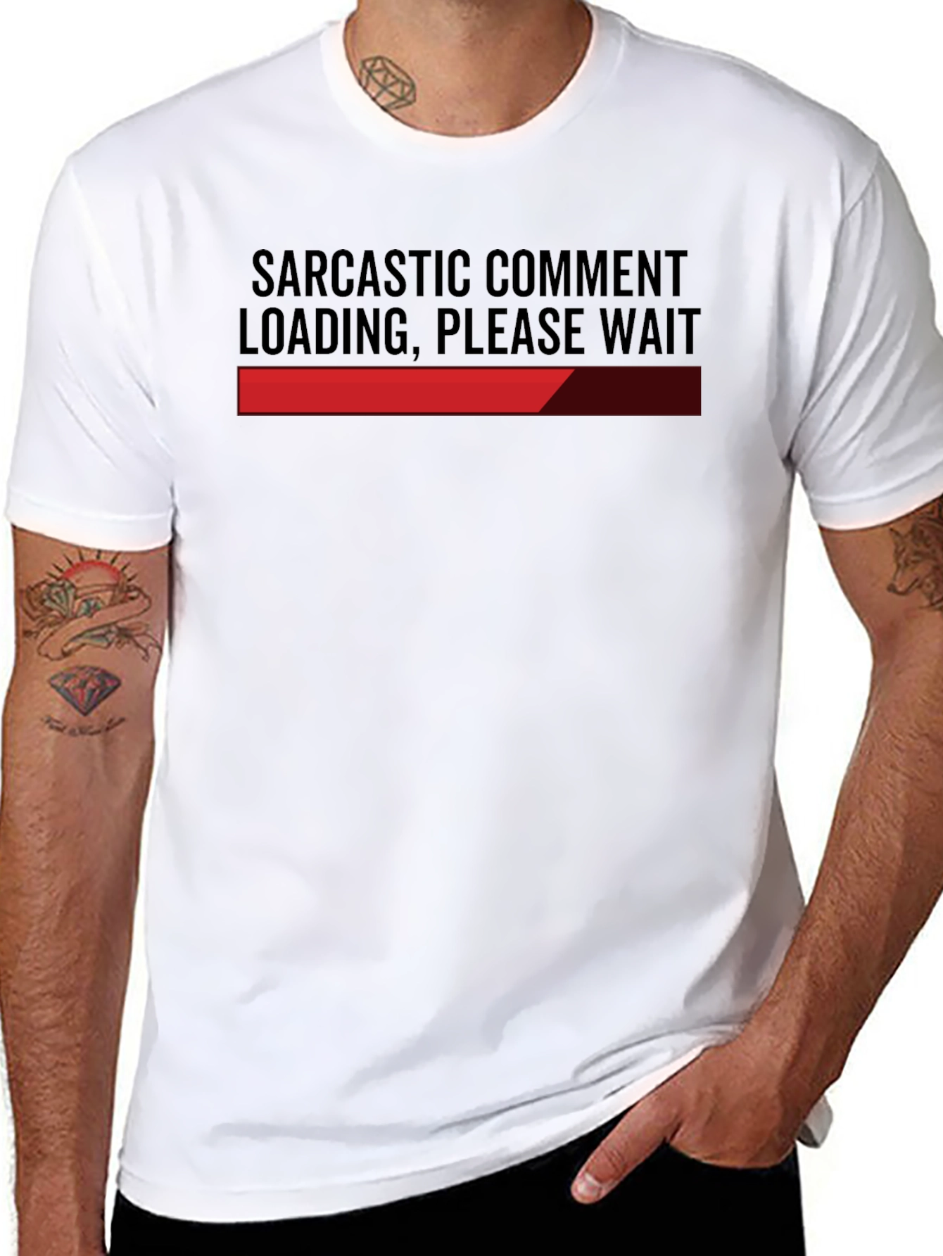 Black Sarcastic Comment Loading Funny Graphic Tee view 8