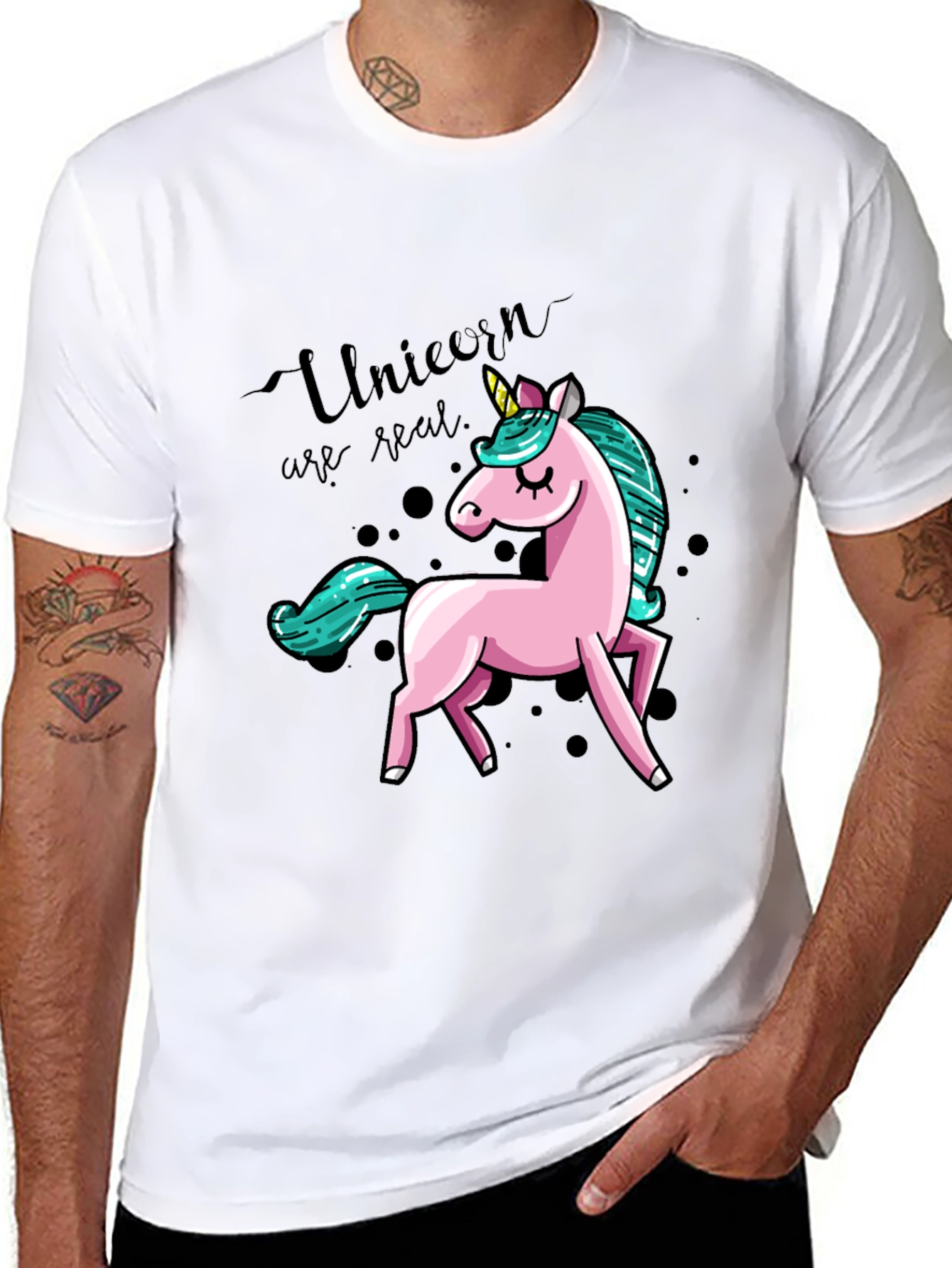 Unicorn Graphic Print T-Shirt - Black - 8