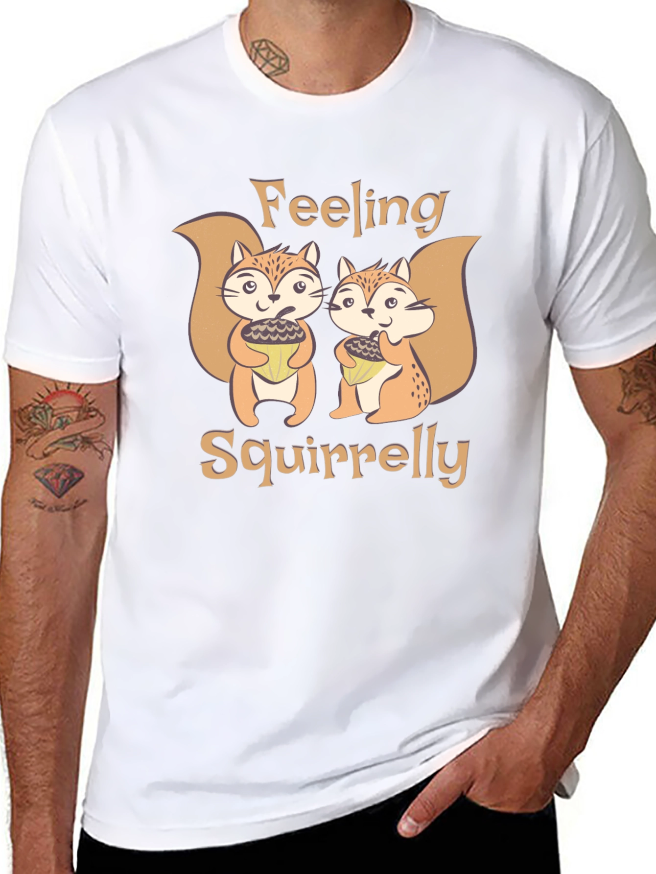 Black Feeling Squirrelly Graphic T-Shirt - Fun Novelty Tee view 8