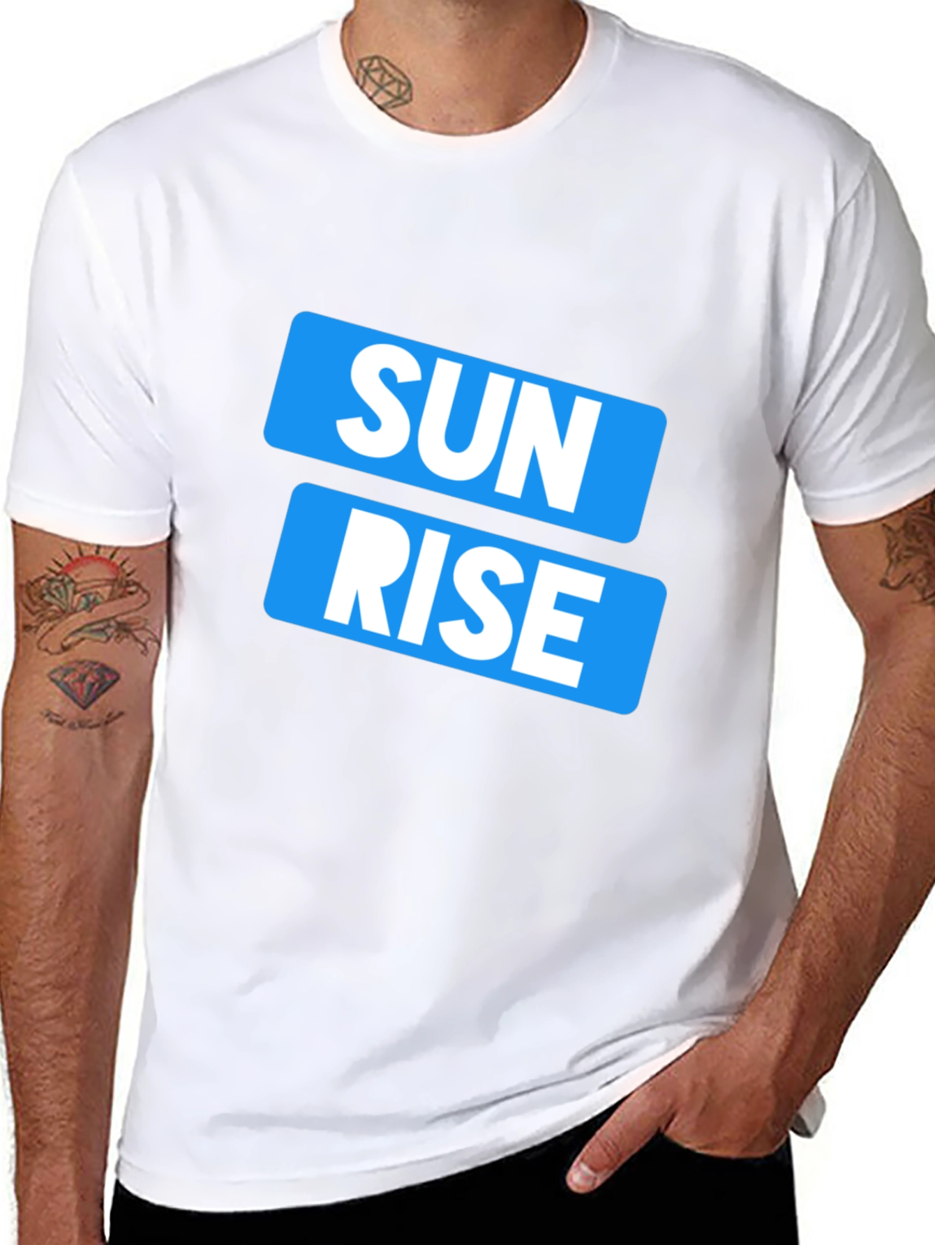 Black Sunrise Graphic Print Crew Neck Men's T-Shirt view 8