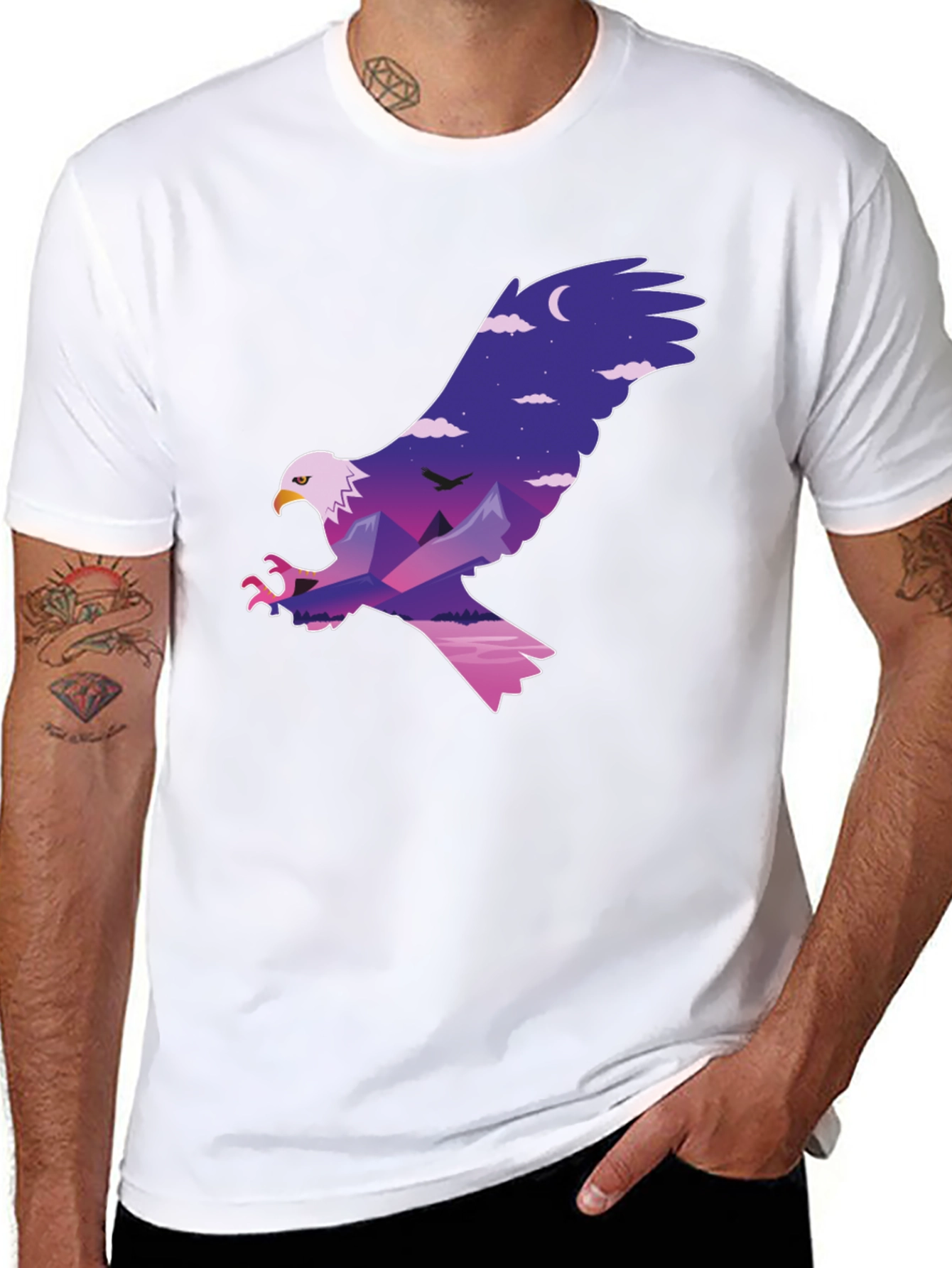 Black Eagle Mountainscape Graphic T-Shirt view 8