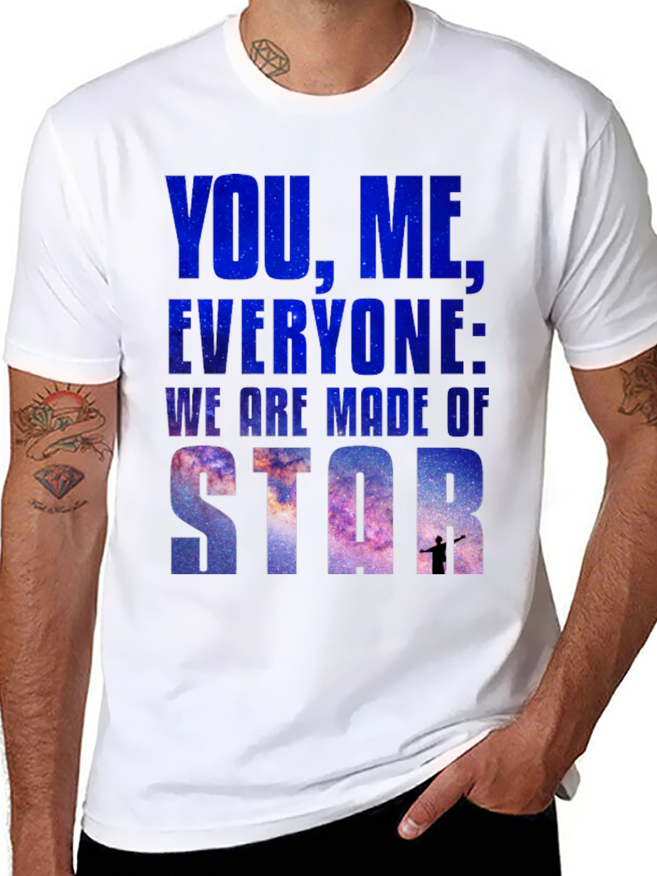 Black Cosmic T-Shirt: You, Me, Everyone - Star Stuff Tee view 8