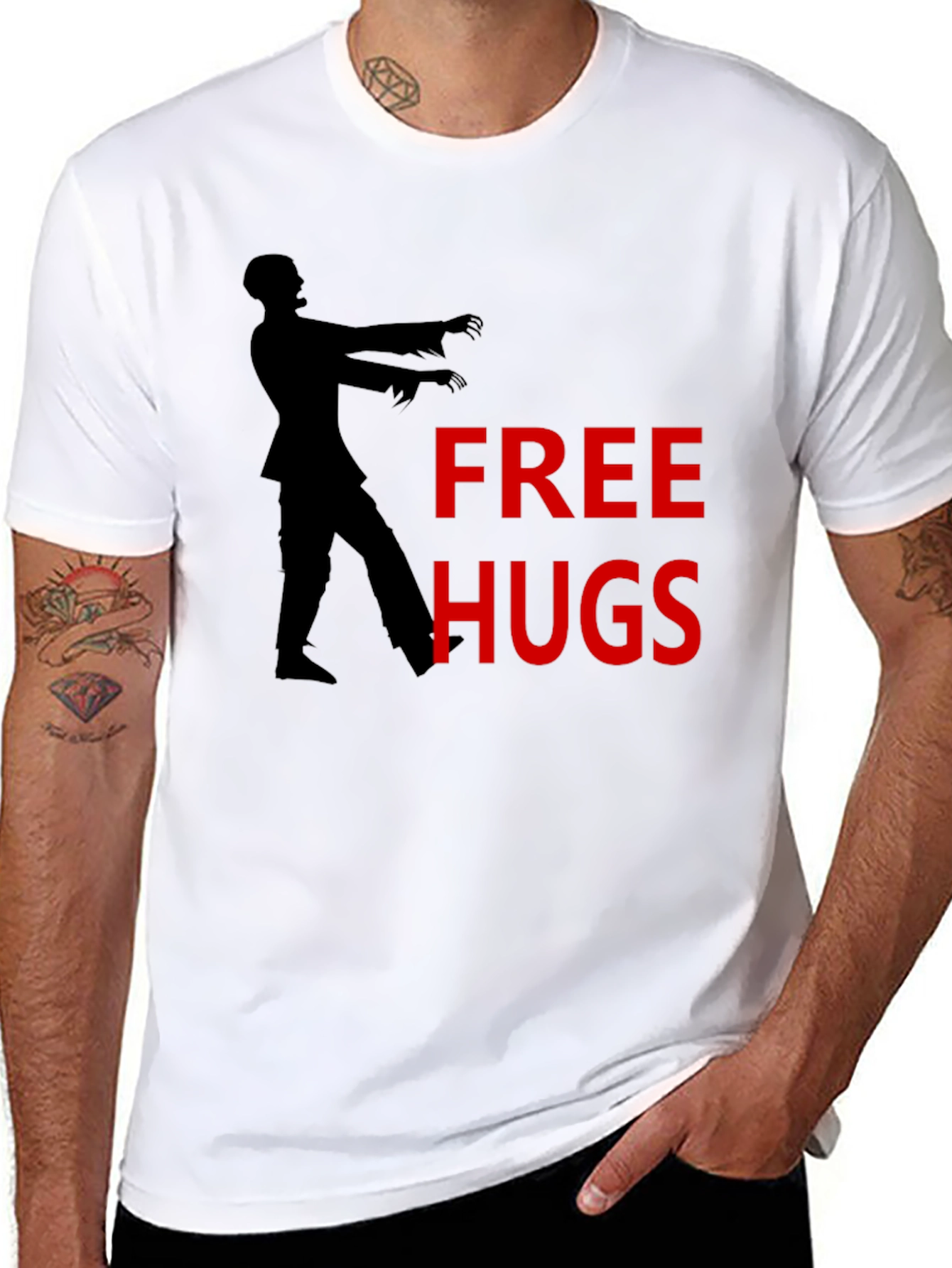 Black Free Hugs Zombie Graphic T-Shirt view 8