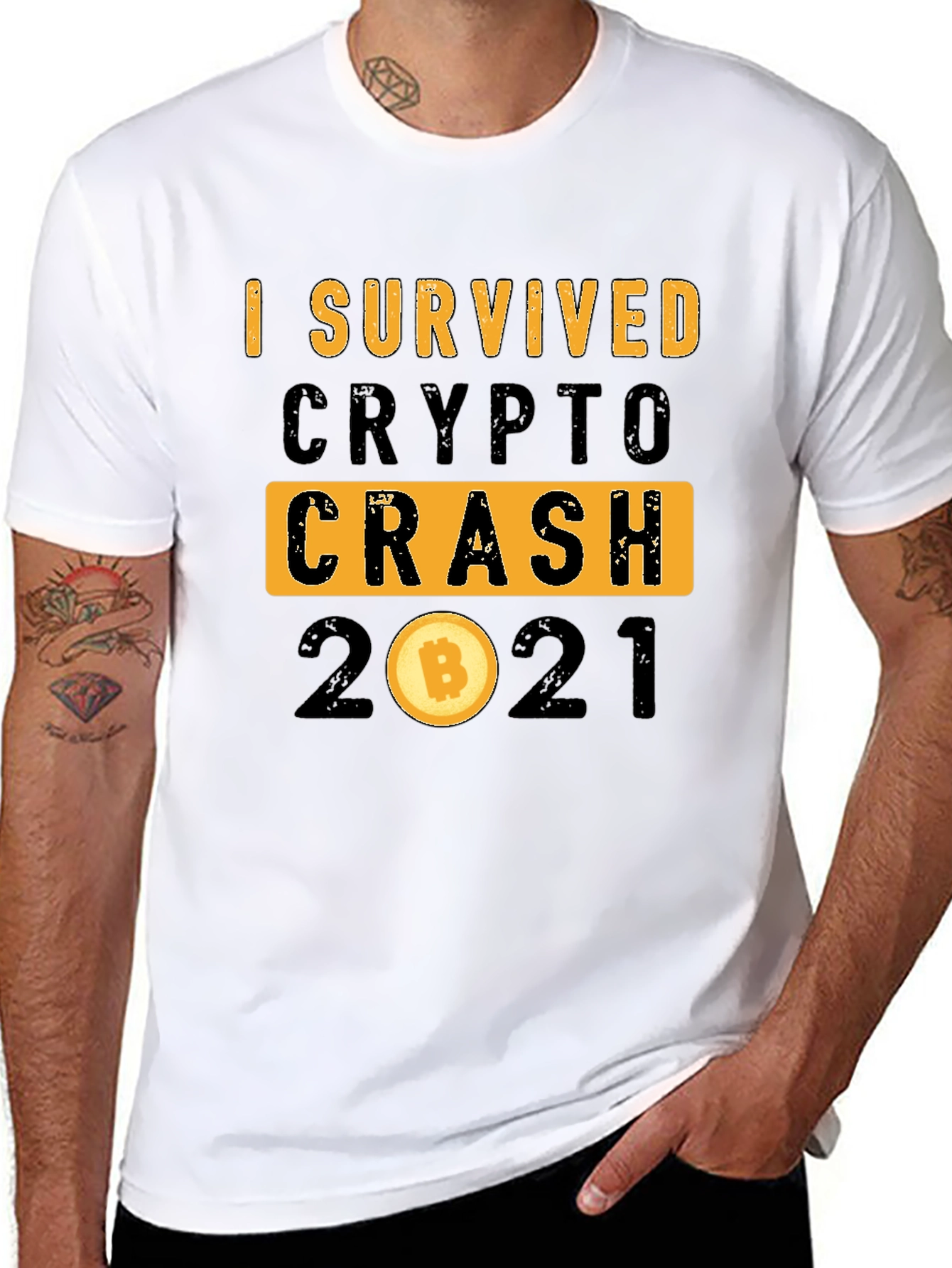 Black I Survived Crypto Crash 2021 T-Shirt view 8