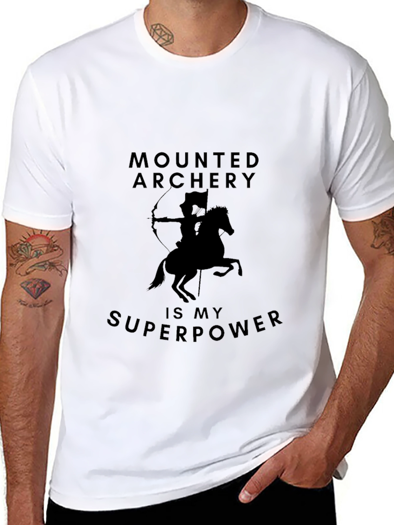Black Mounted Archery is My Superpower T-Shirt view 8
