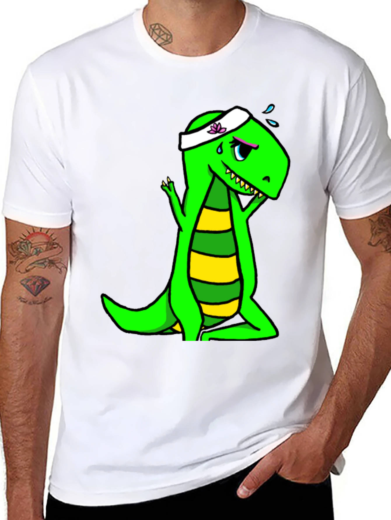 Black Dino Yoga Black T-Shirt view 8