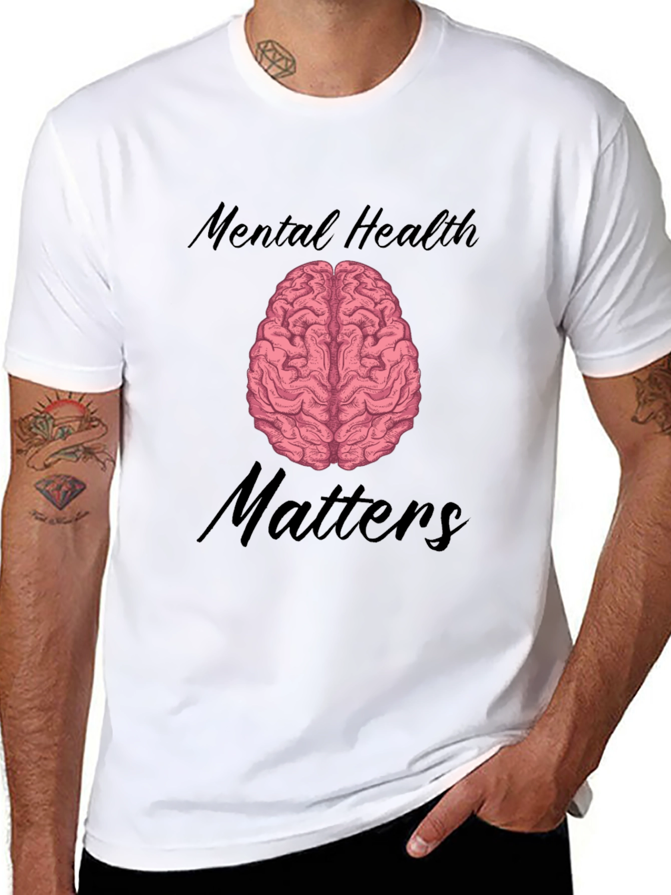 Black Mental Health Matters T-Shirt Brain Graphic view 8