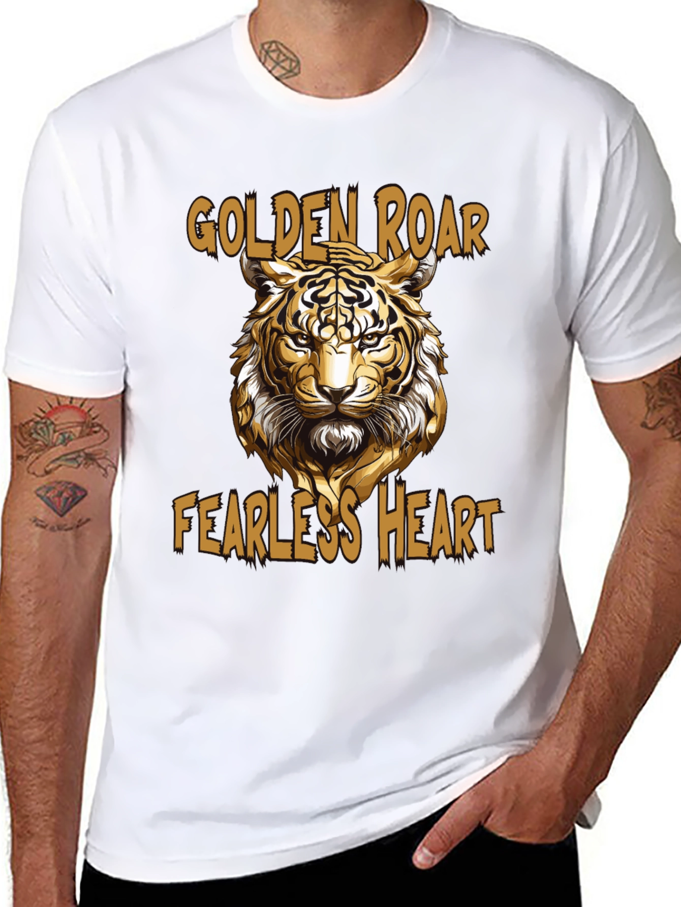 Black Golden Roar Tiger Graphic Tee - Fearless Heart view 8