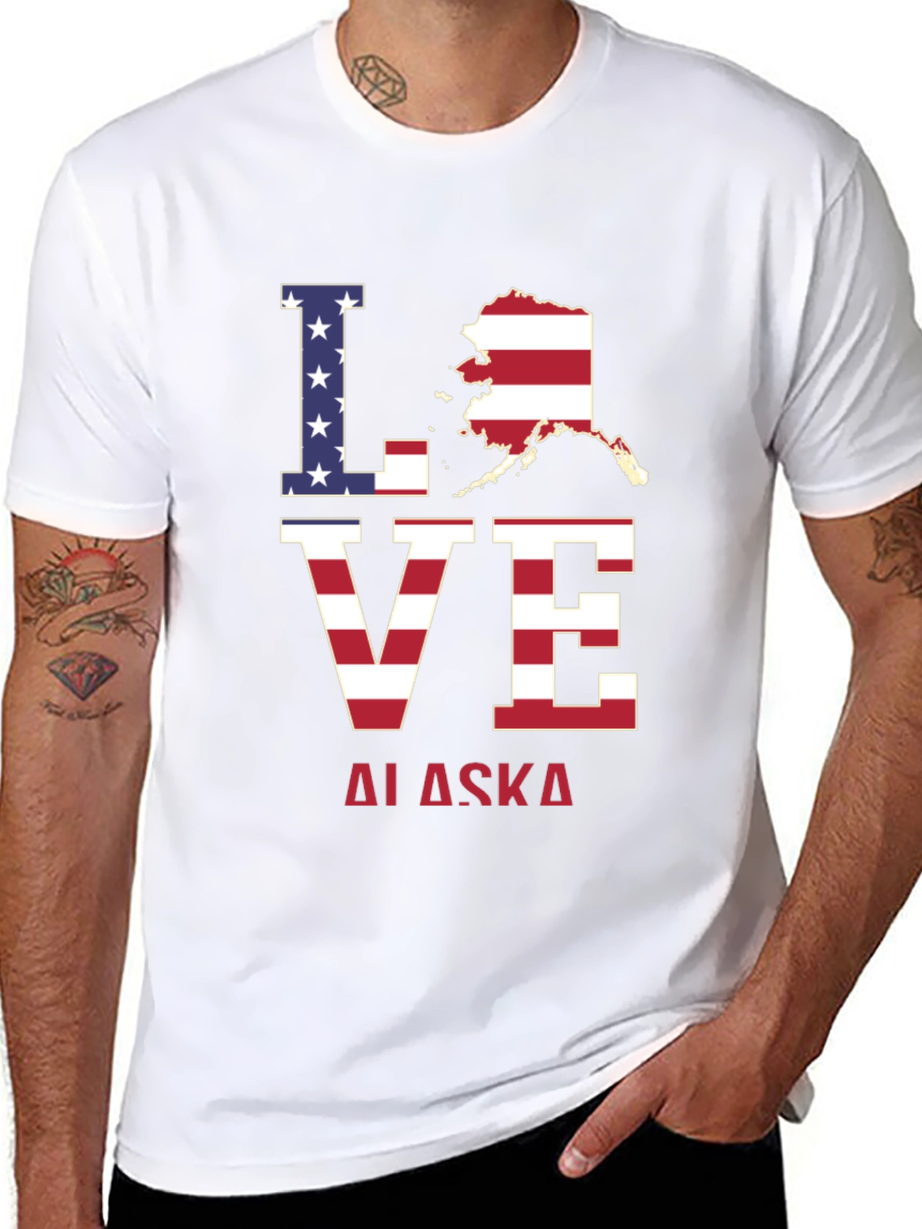 Black Love Alaska Patriotic T-Shirt view 8