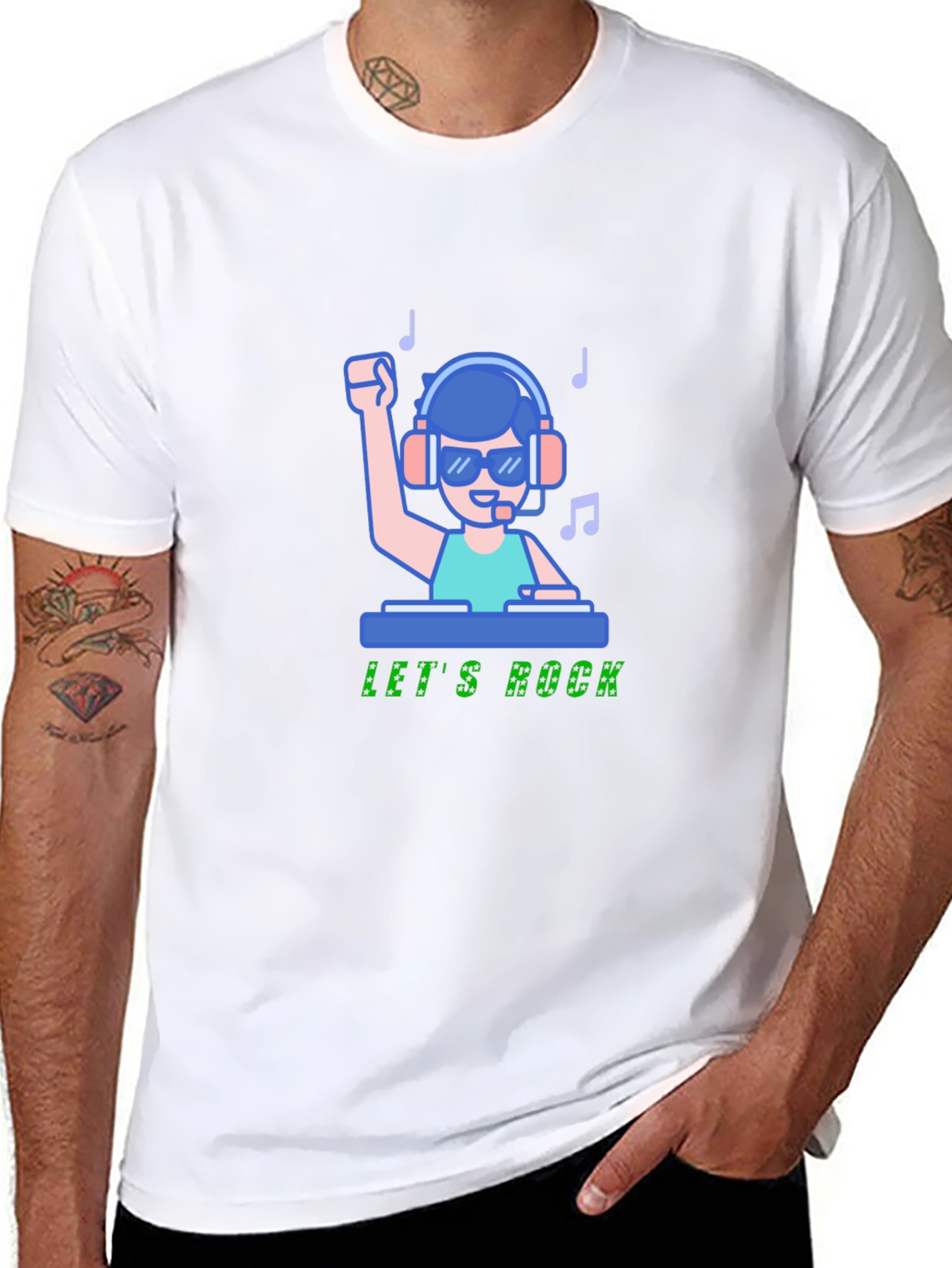 Black DJ Let's Rock Graphic T-Shirt view 8