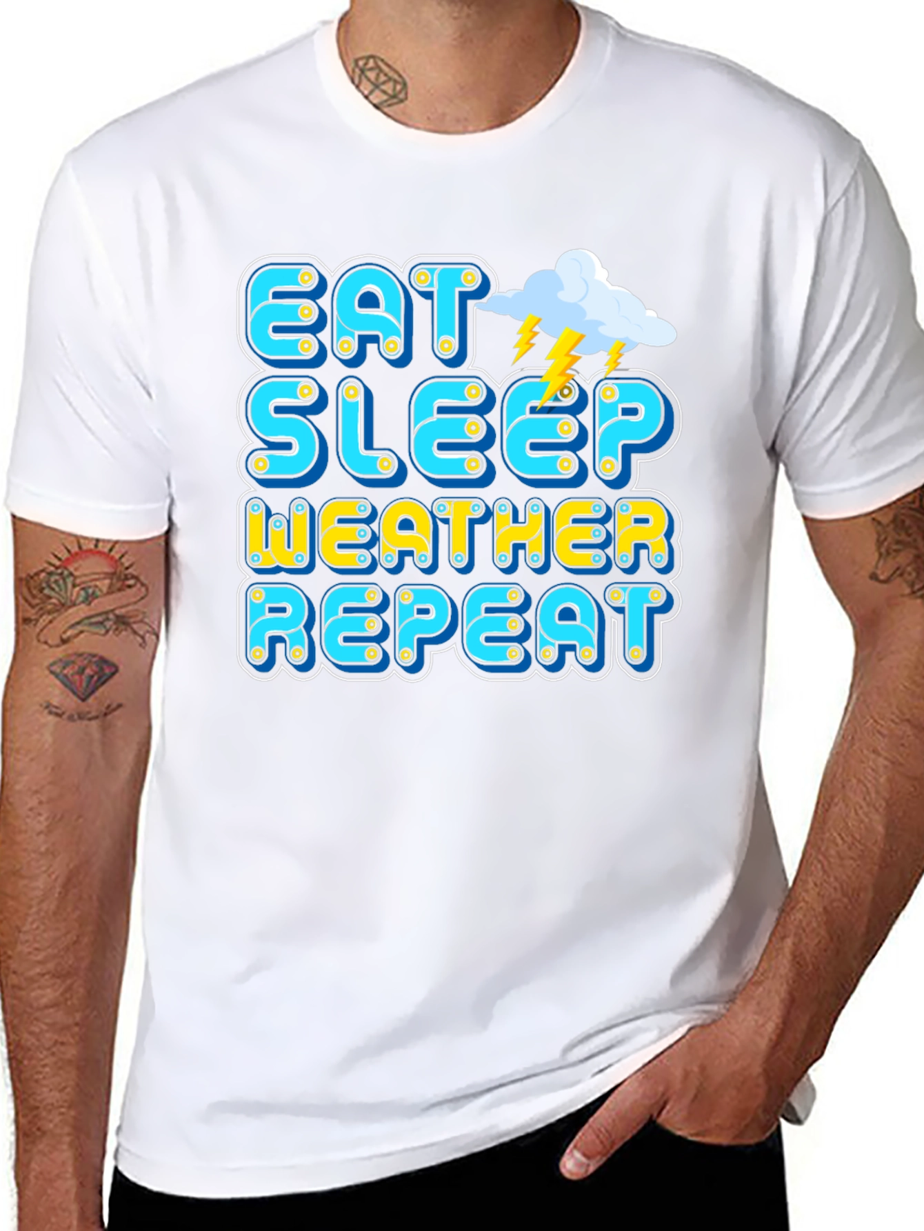 Black Eat Sleep Weather Repeat Graphic Tee view 8