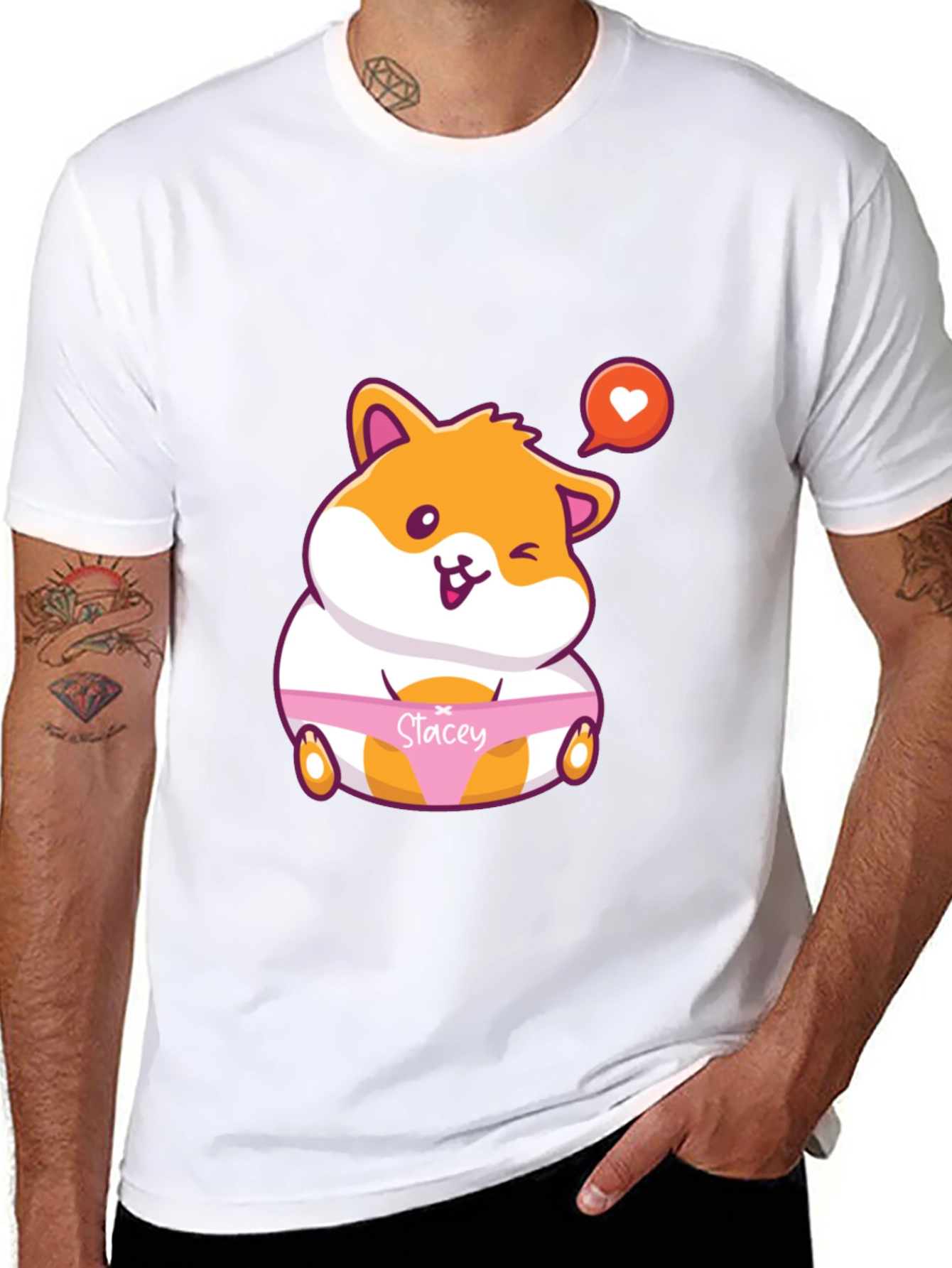 Black Cute Hamster 'Stacey' Graphic T-Shirt view 8