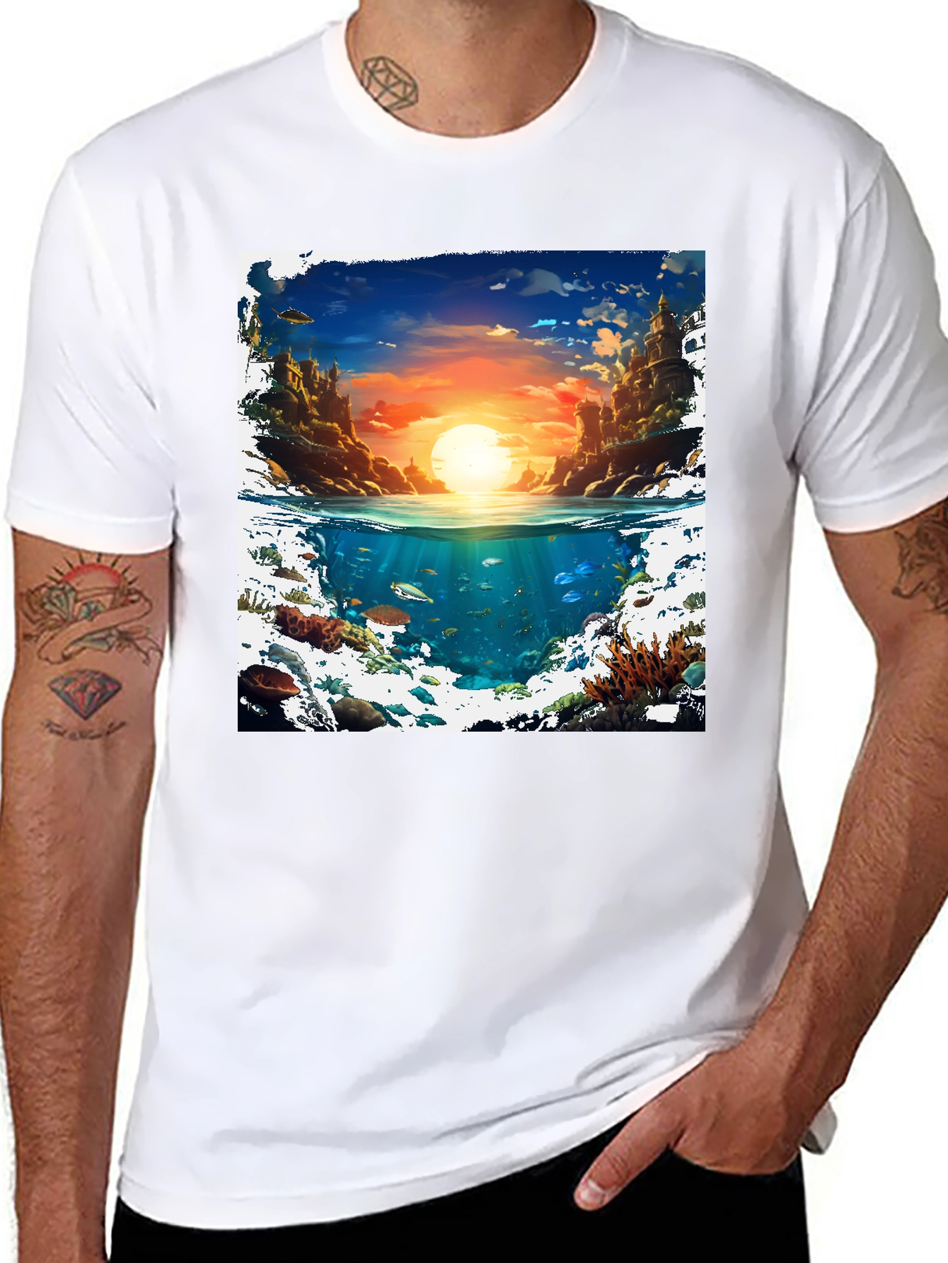 Ocean & Sky Graphic Tee - Unique Design! - 8