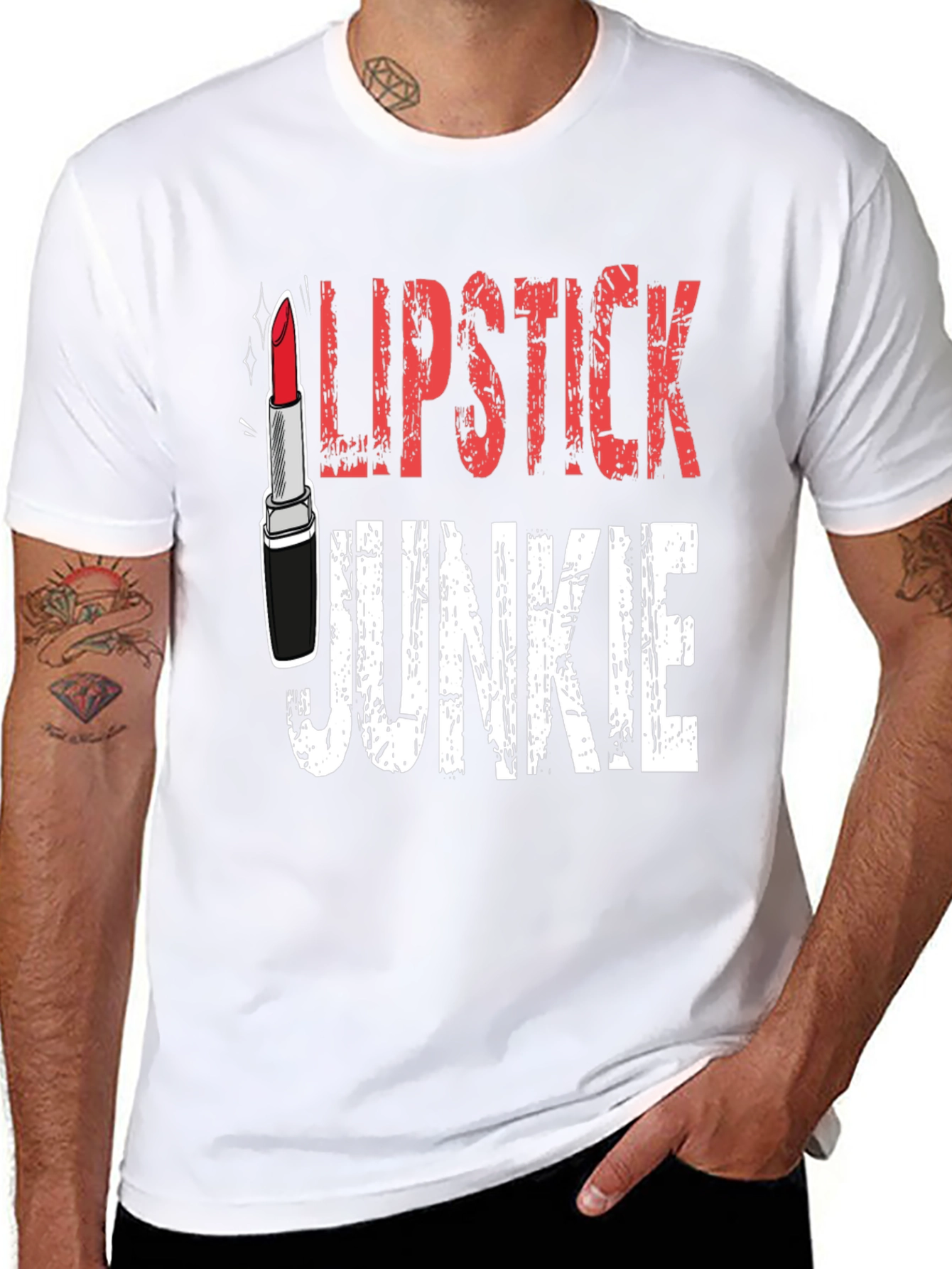 Black Lipstick Junkie Graphic Tee - Black Cotton T-Shirt view 8