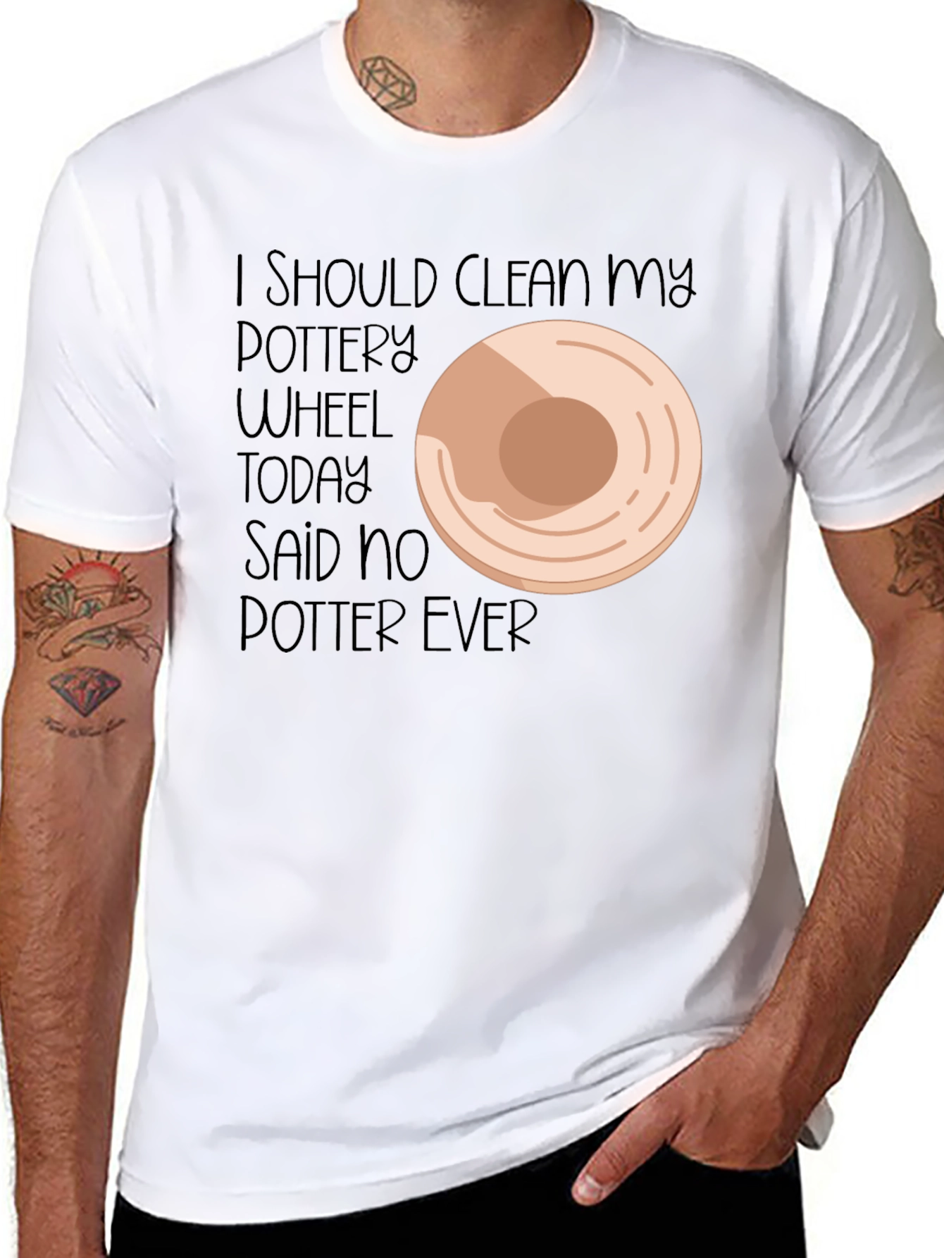 Black Pottery Lover's Tee: I Should Clean My Wheel... Said No Potter Ever! view 8