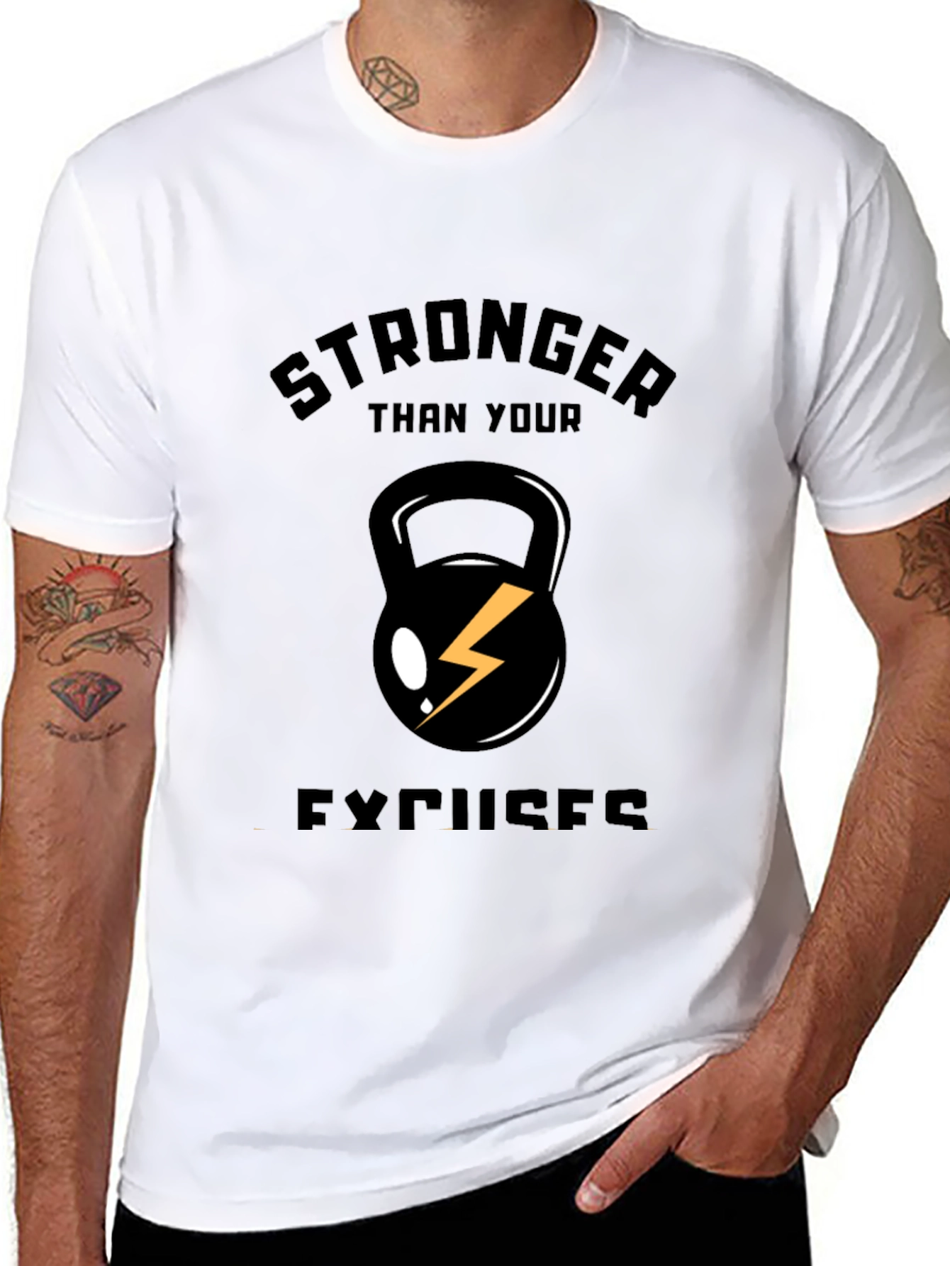 Black Stronger Than Your Excuses T-Shirt view 8