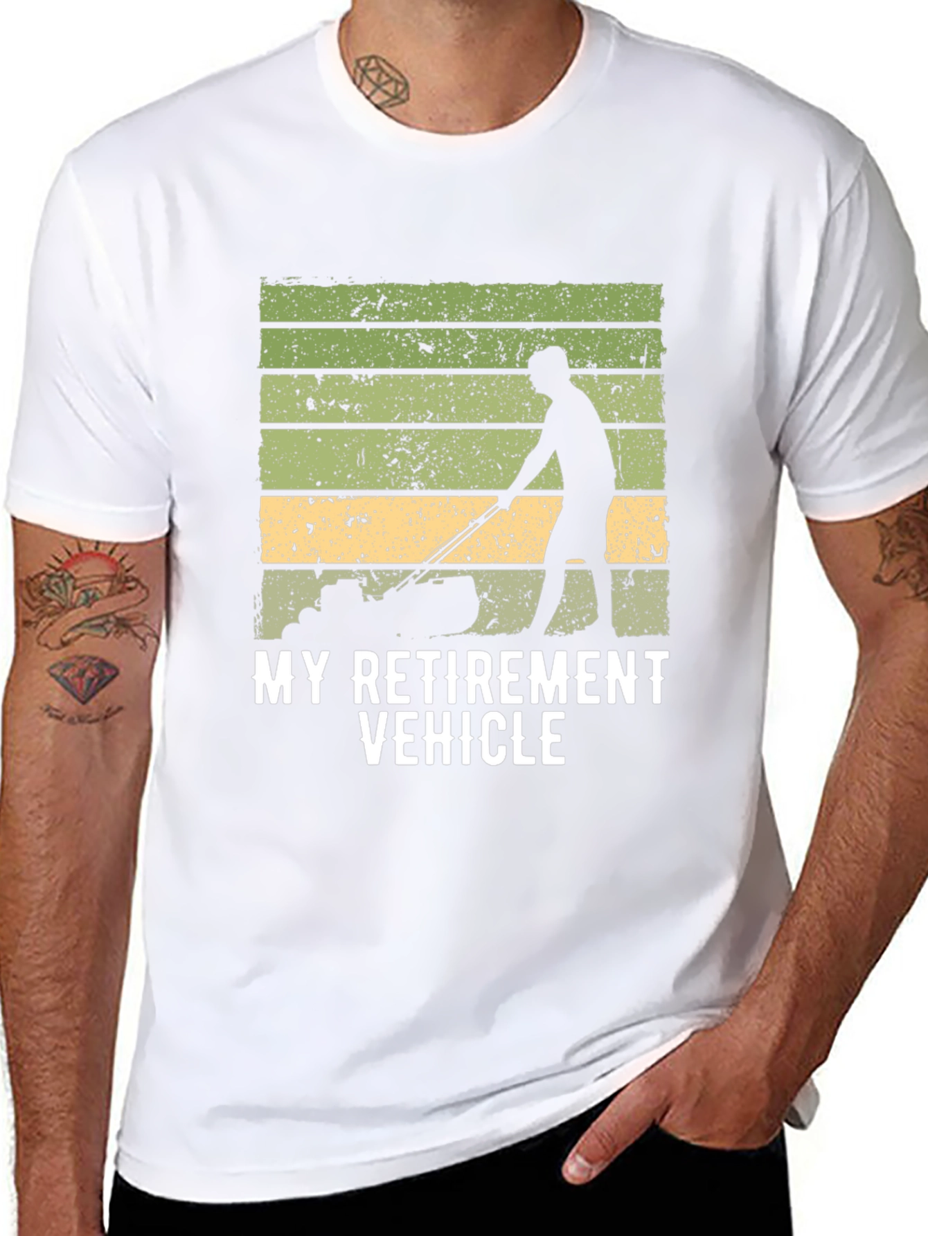 Black My Retirement Vehicle T-Shirt - Lawn Mower view 8