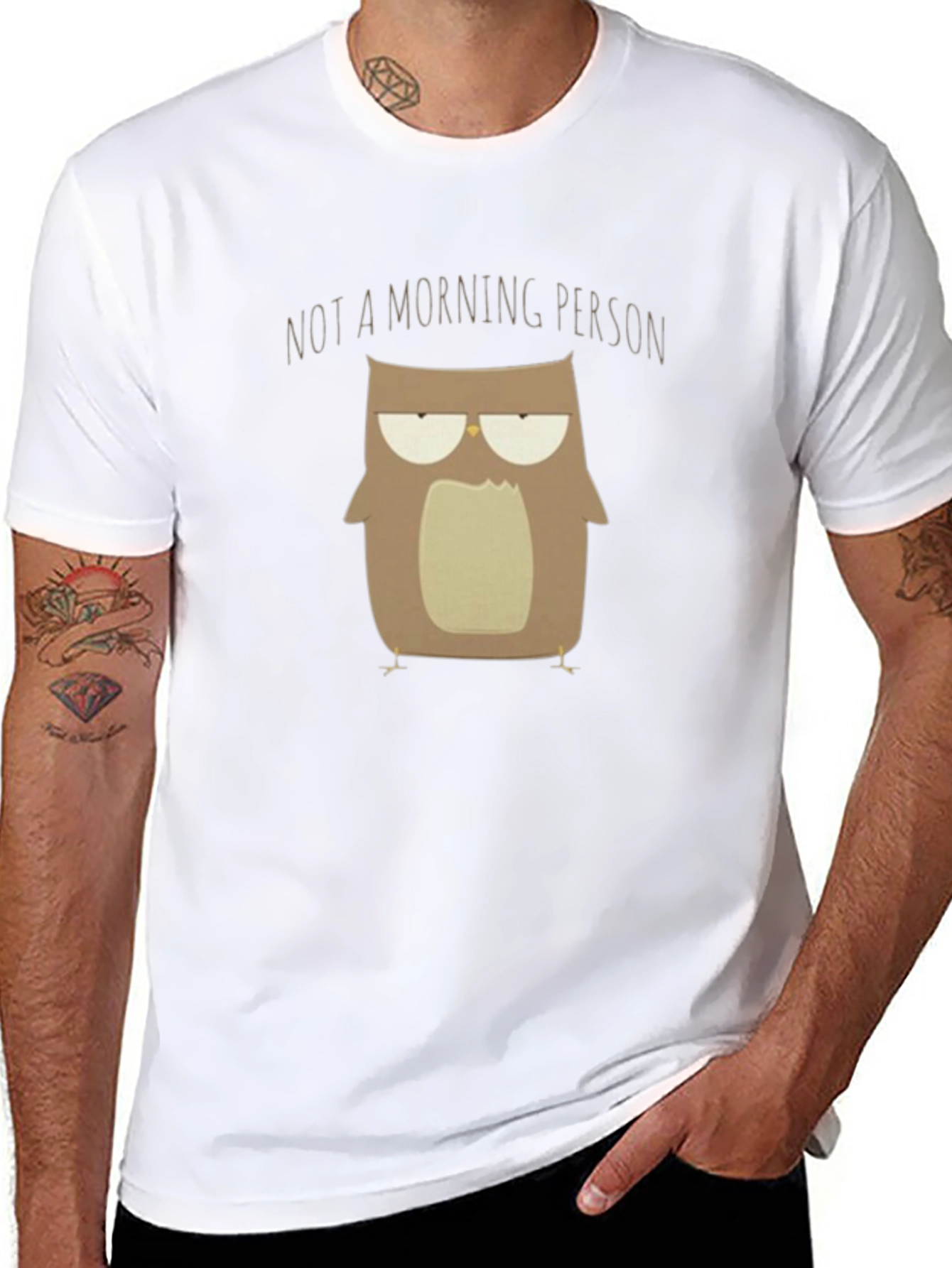 Black Not A Morning Person Owl T-Shirt view 8