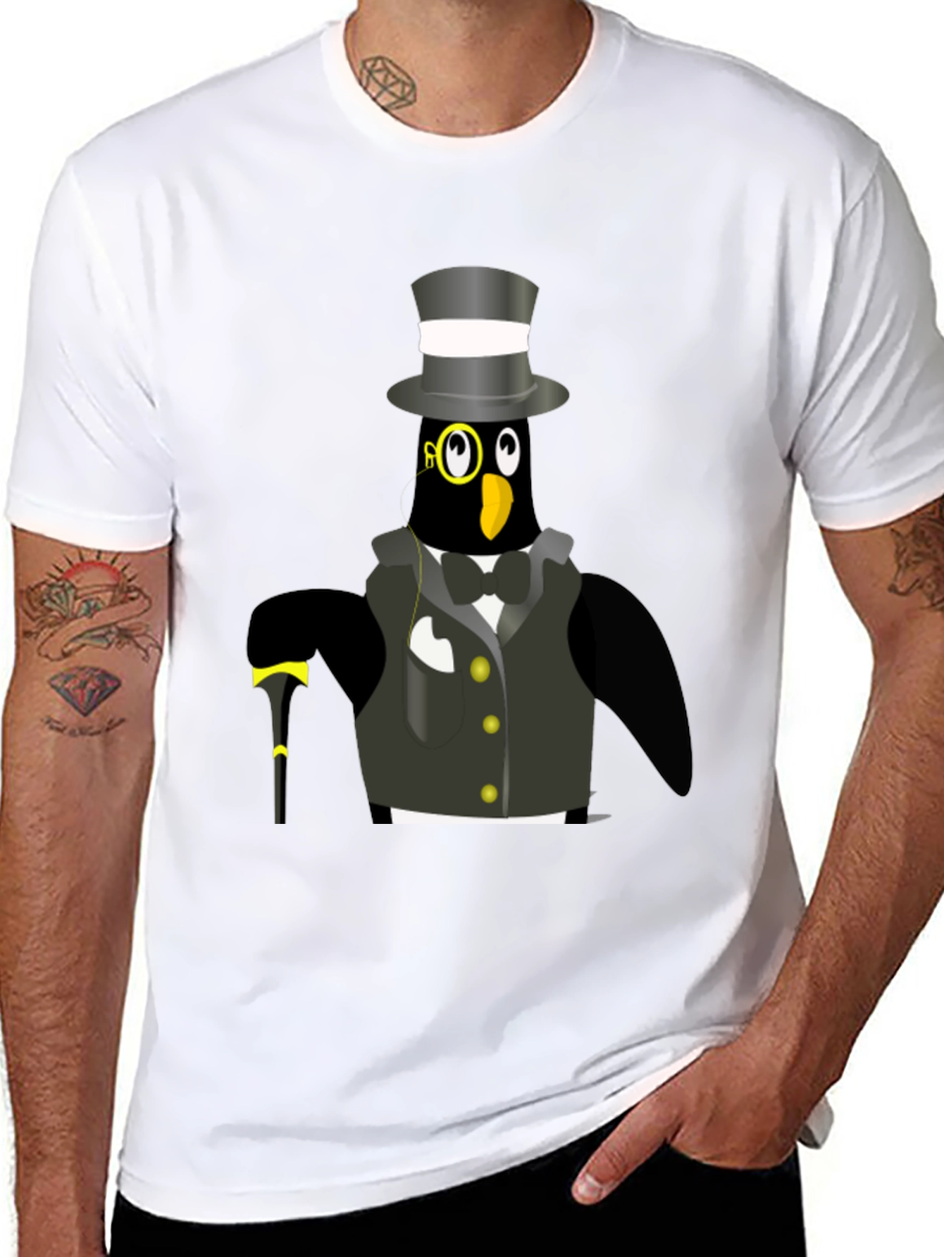 Black Penguin Tuxedo T-Shirt - Dapper Bird Tee view 8