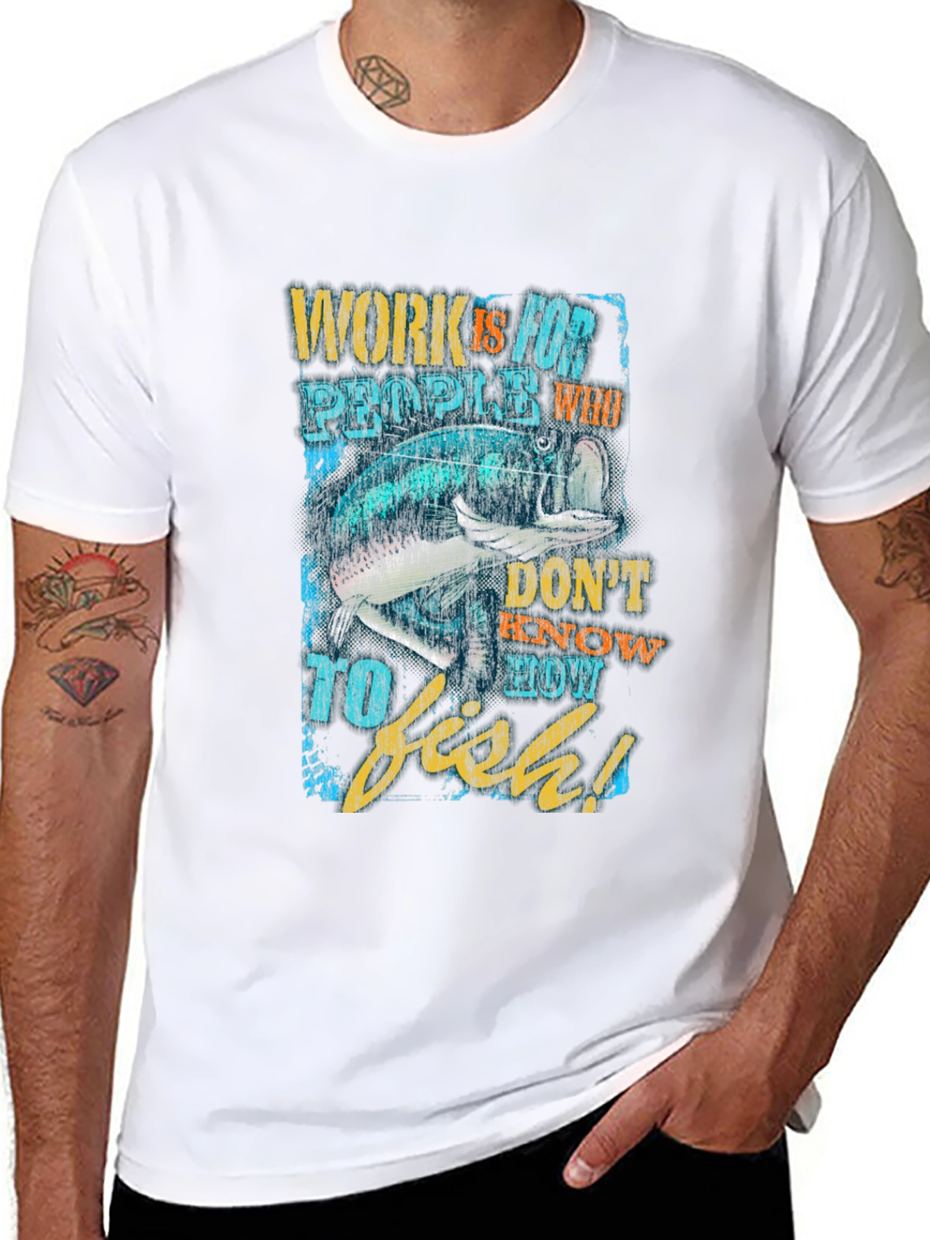 Black Fishing Graphic T-Shirt - Work is for People view 8