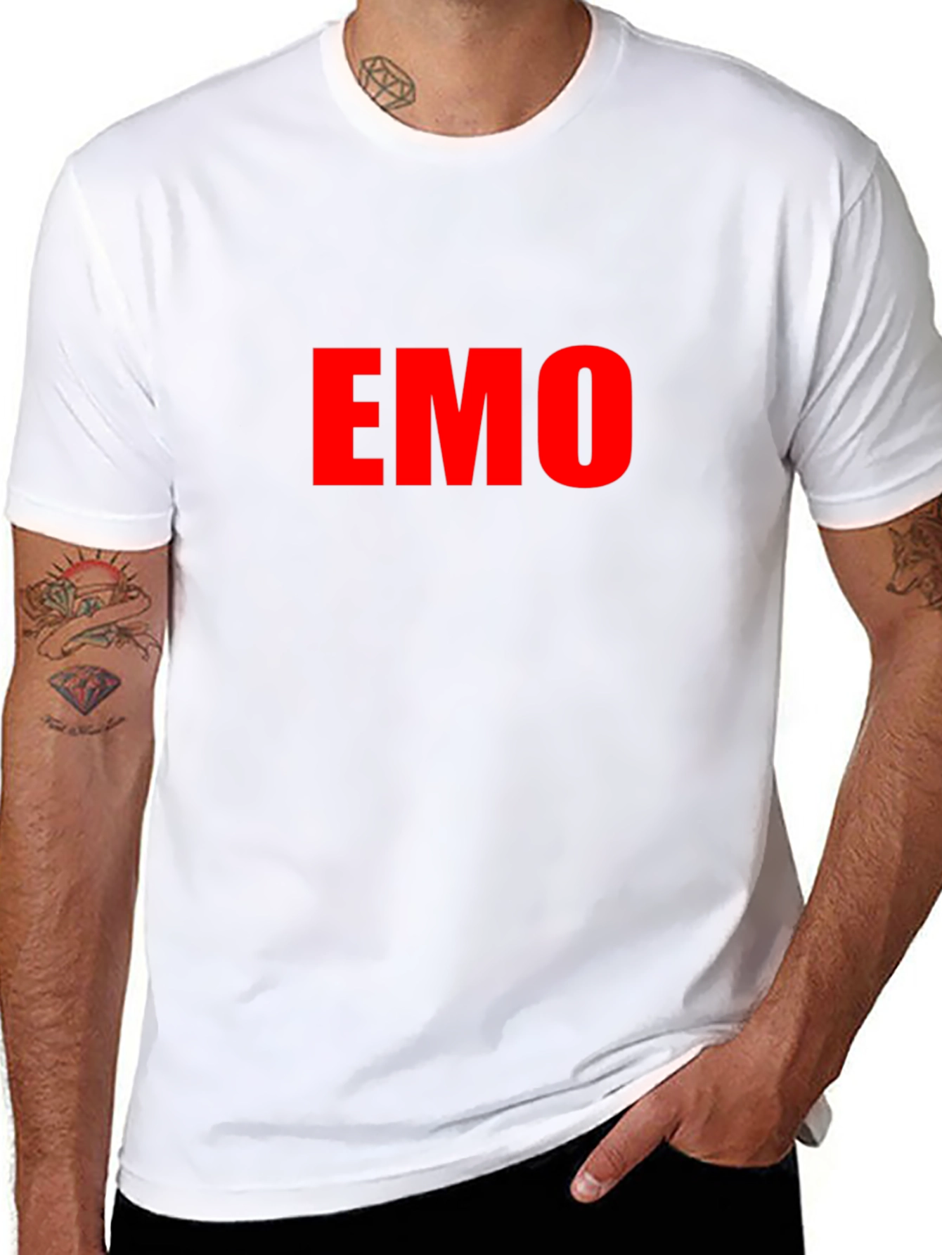 Black Emo Tee - Red Lettering Black T-Shirt view 8