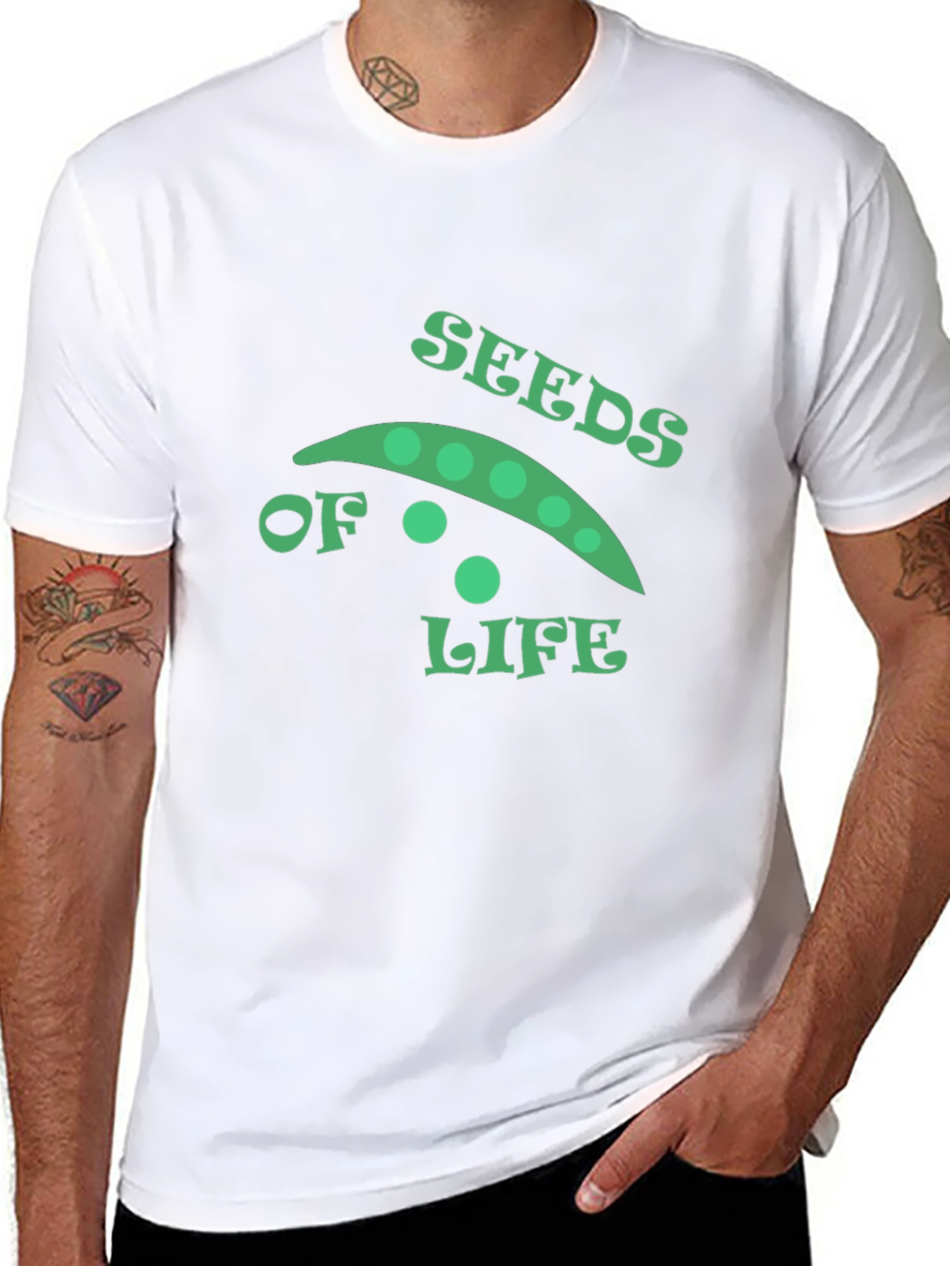 Black Seeds of Life Graphic Tee - Black Cotton view 8