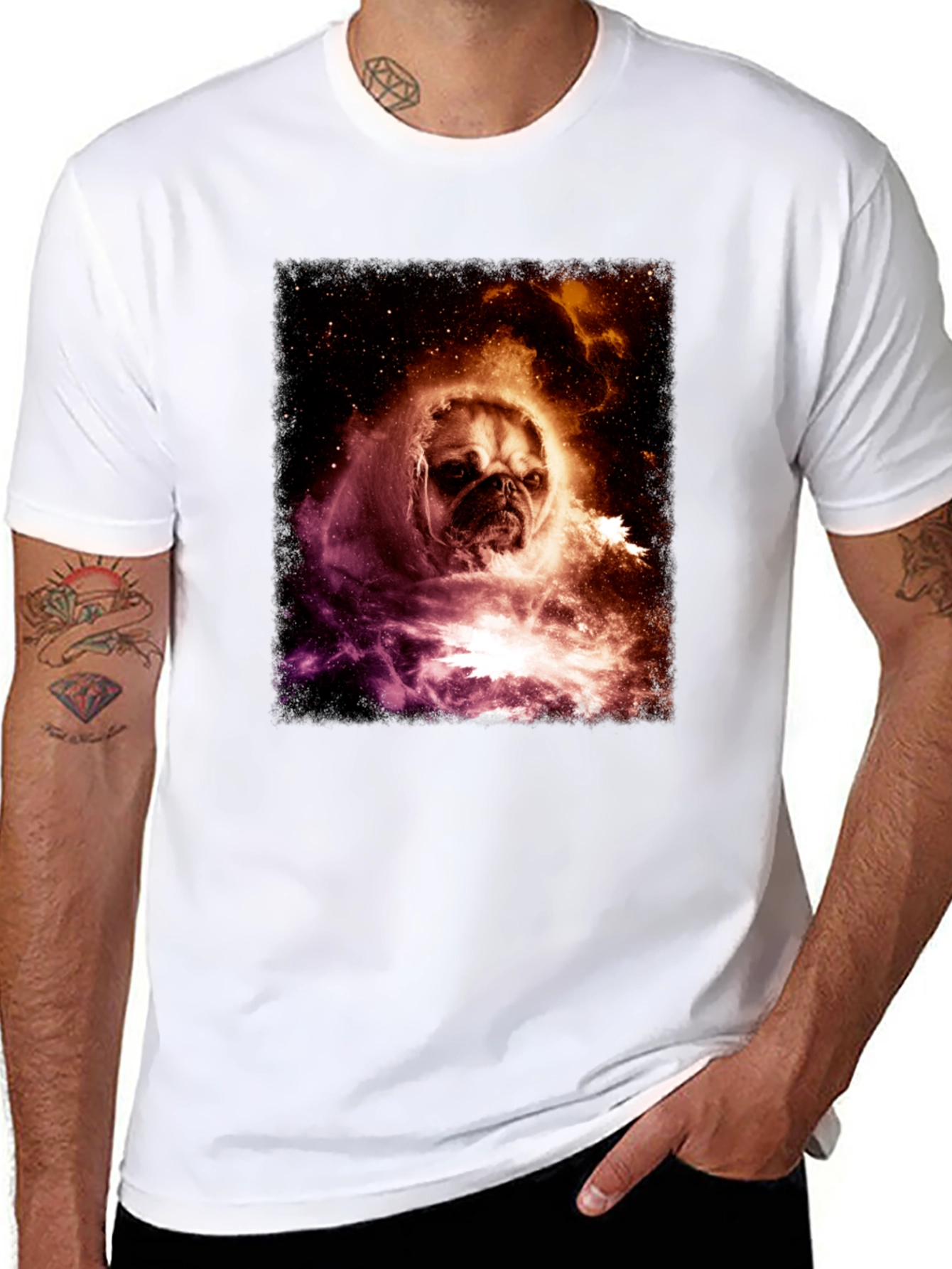 Black Cosmic Pug Graphic Tee - Black view 8