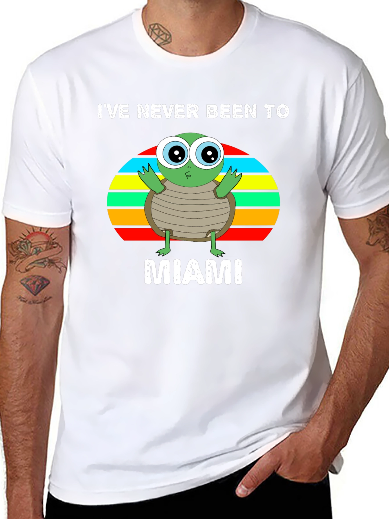 Black I've Never Been To Miami Turtle Graphic T-Shirt view 8