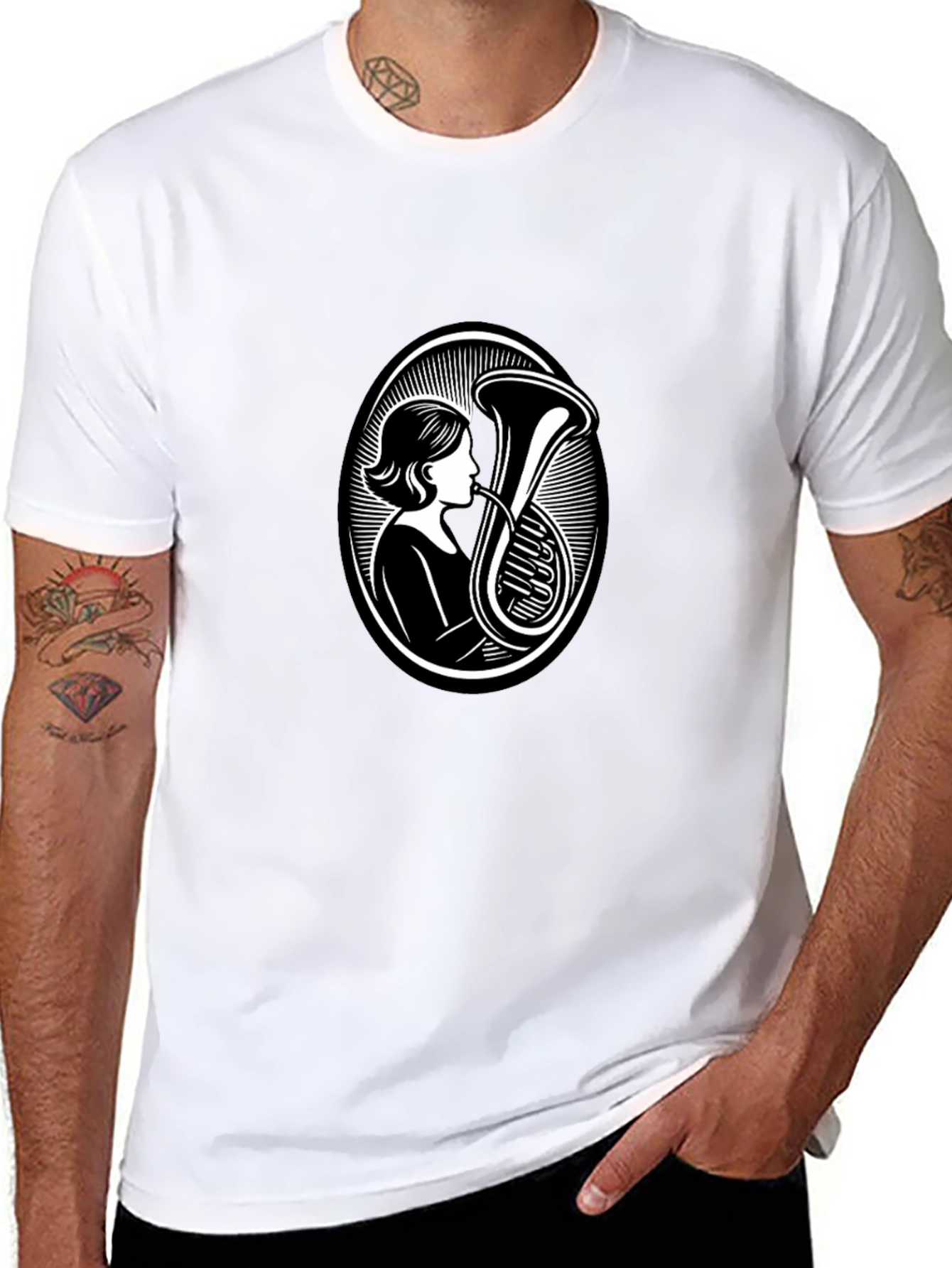 Black Tuba Player Black T-Shirt - Music Lover Apparel view 8