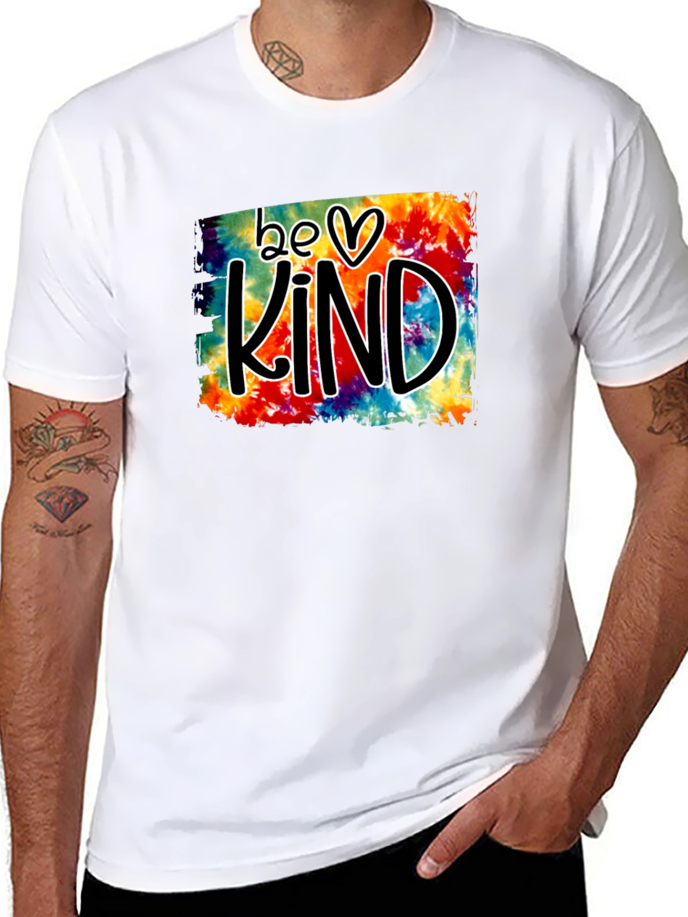 Black Be Kind Tie Dye Graphic Tee - Black view 8