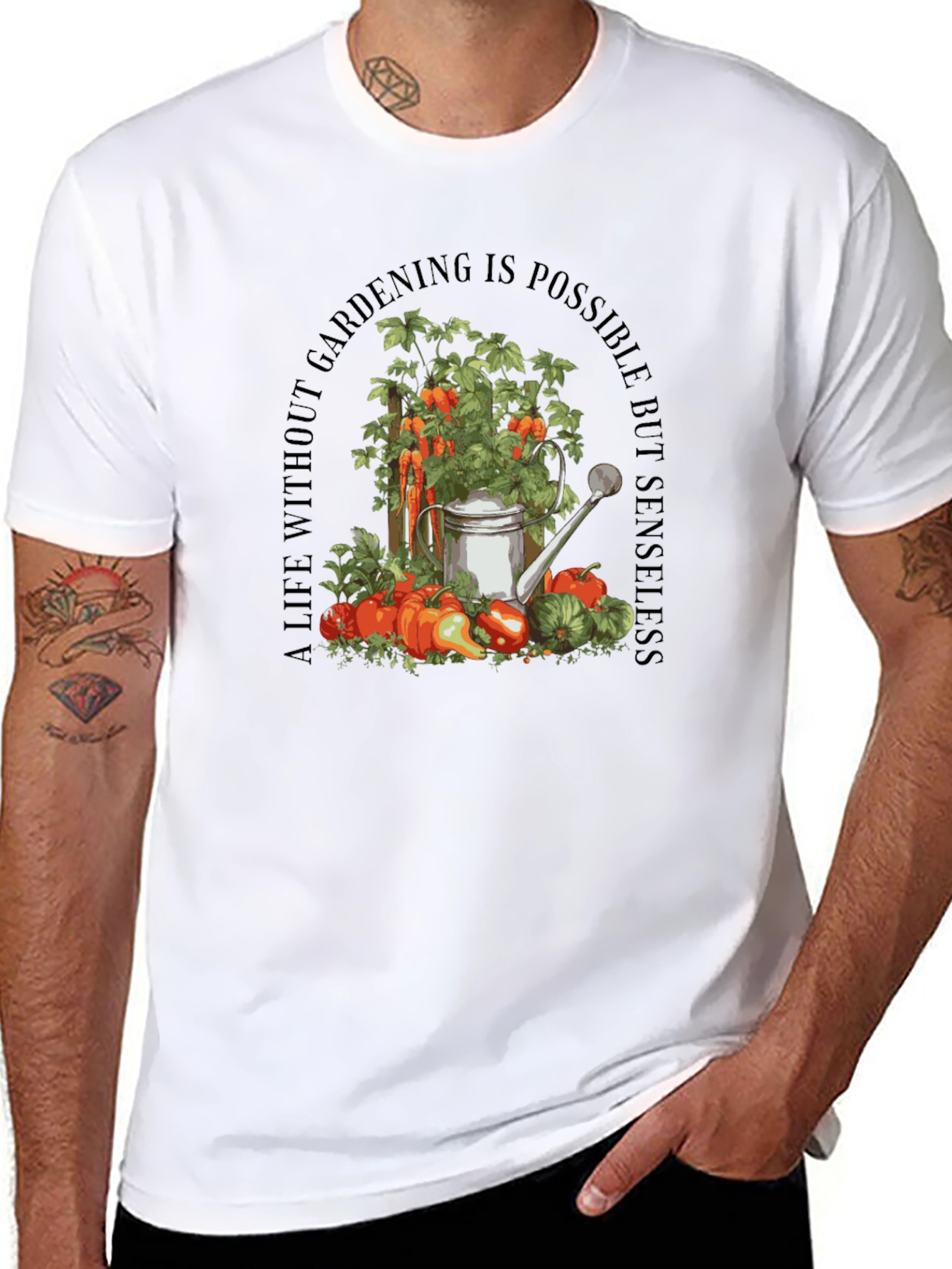 Black Gardening Theme Black T-Shirt view 8