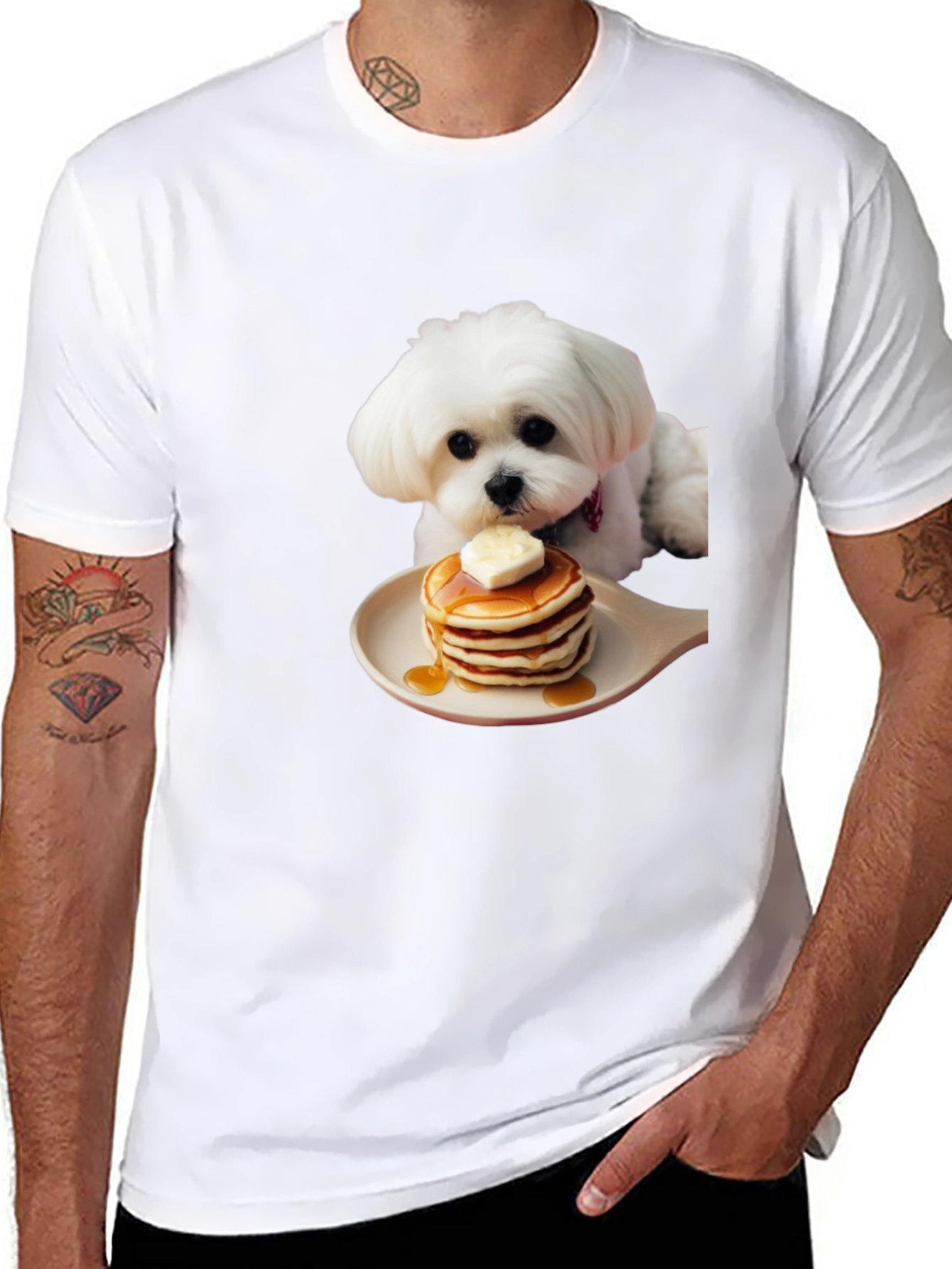 Dog and Pancakes Black T-Shirt - Foodie Pup Apparel - 8