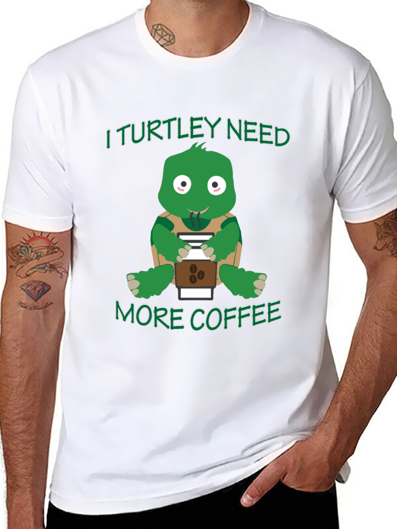 Black I Turtley Need More Coffee T-Shirt view 8